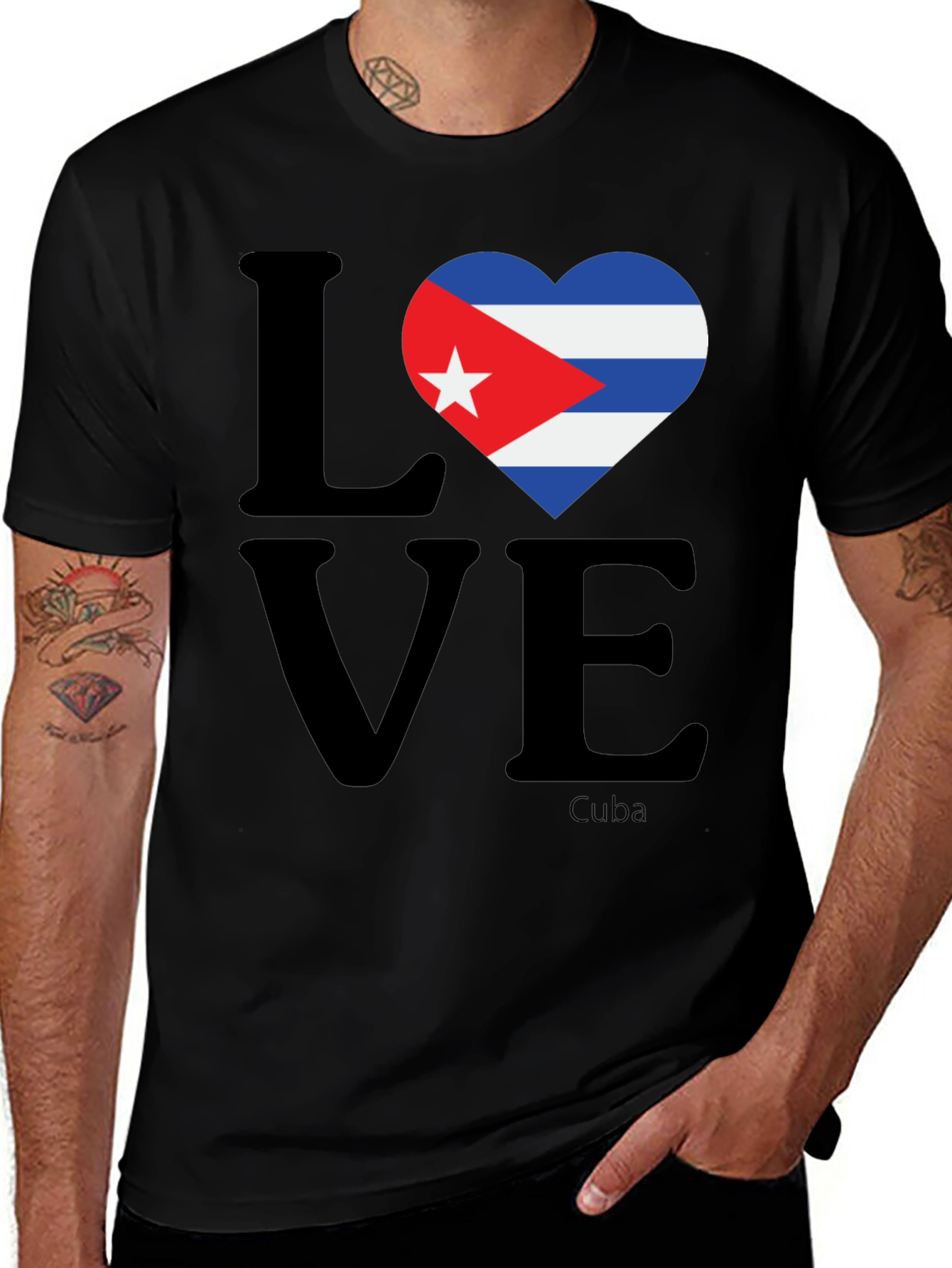 Love Cuba T-Shirt Cuban Flag Heart Graphic Tee