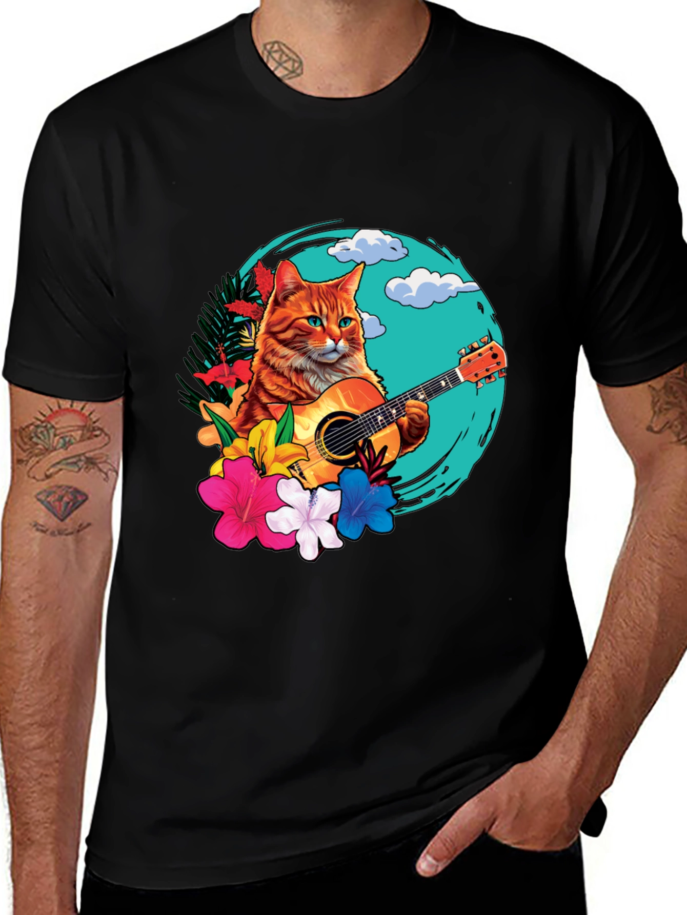 Cat Playing Ukulele Hawaiian Shirt
