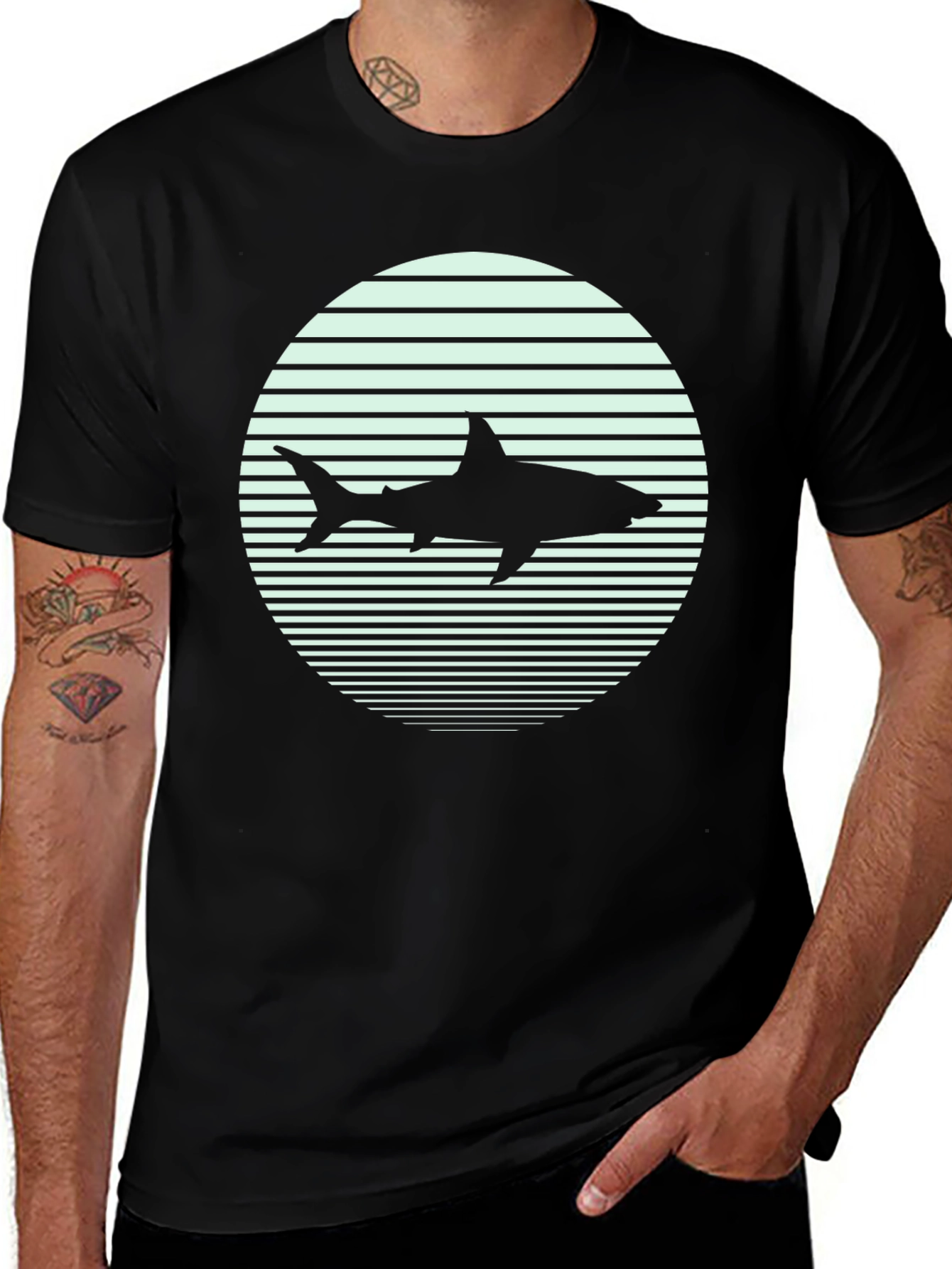 Variant 12 of Retro Shark Graphic Tee - Vintage Style Comfort