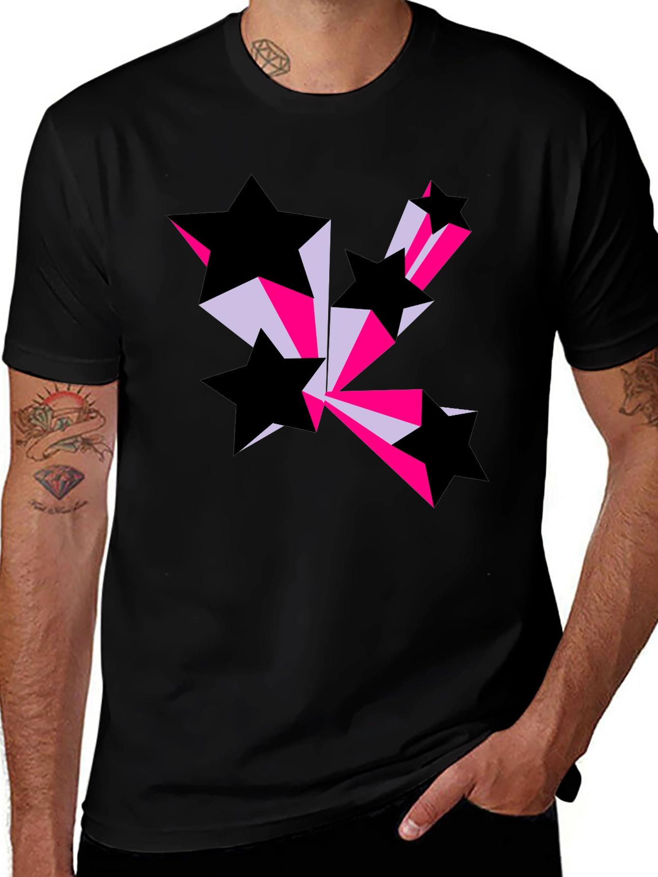 Variant 18 of Stylish Starburst Graphic Black T-Shirt