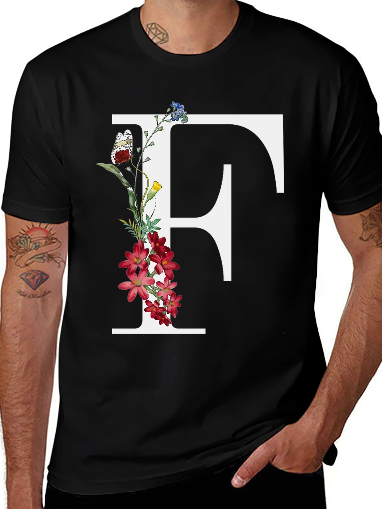 Variant 24 of Floral Letter F Graphic T-Shirt
