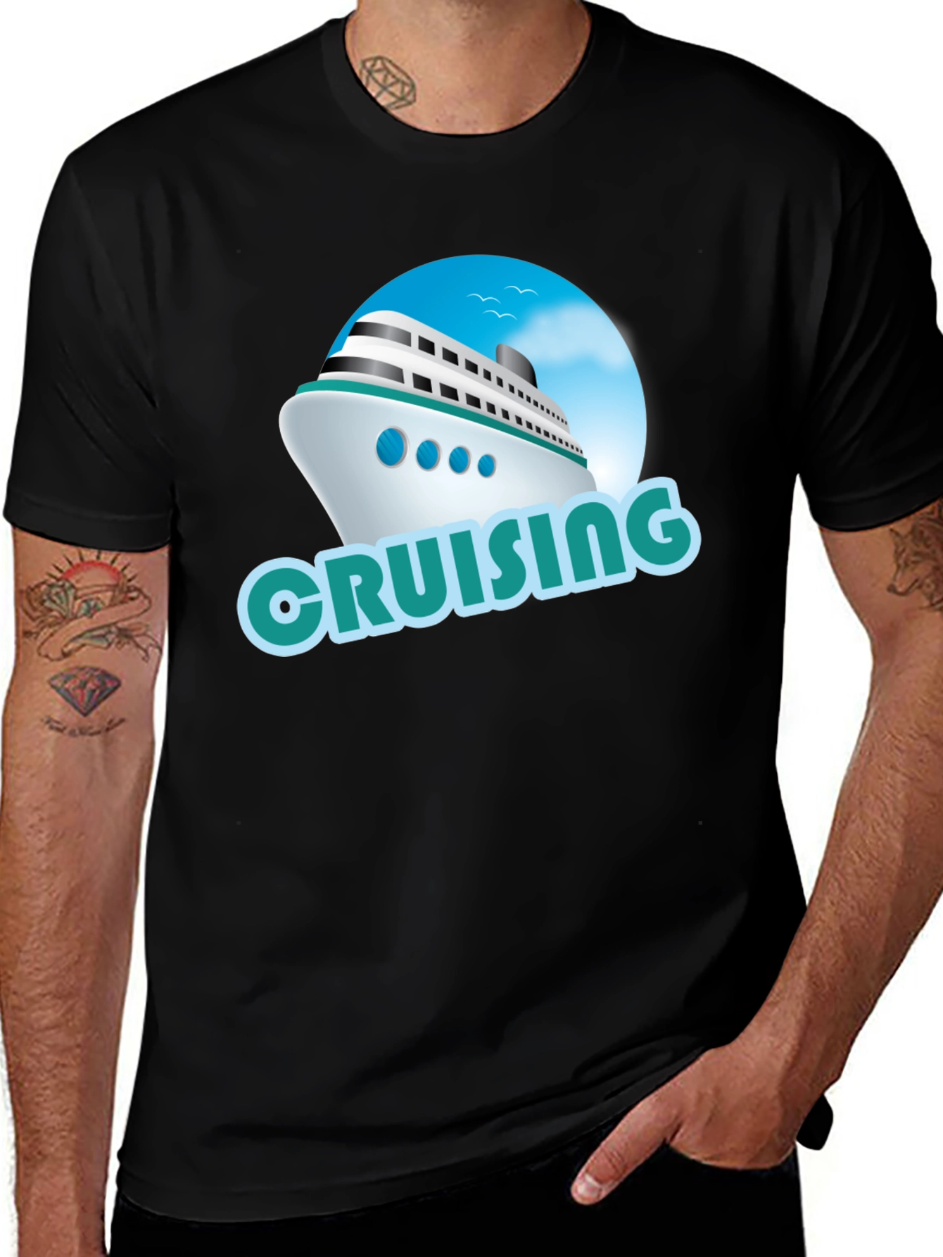Variant 29 of Cruising Ship Graphic T-Shirt - Black
