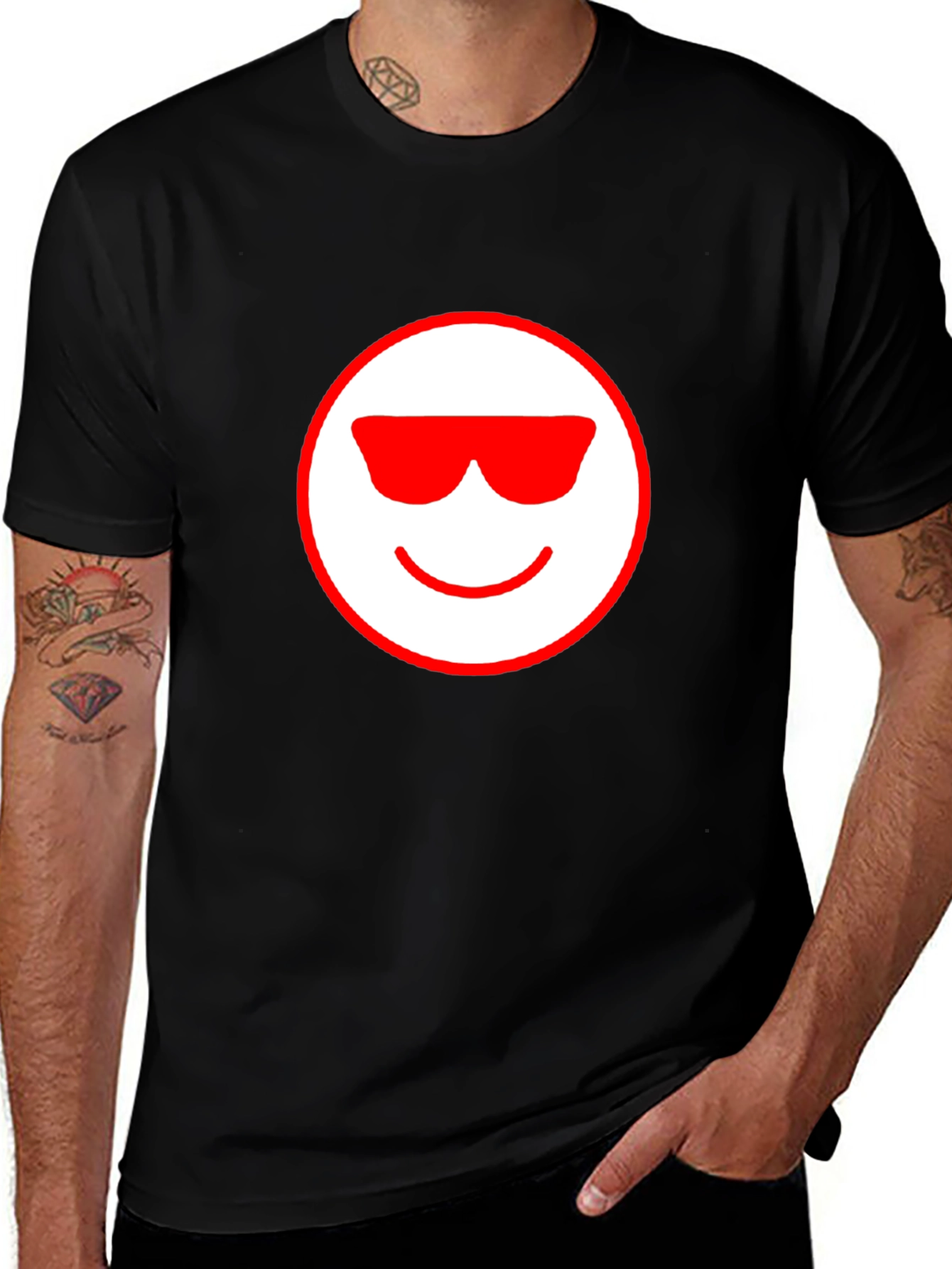 Cool Emoji Graphic Tee - Black Cotton T-Shirt