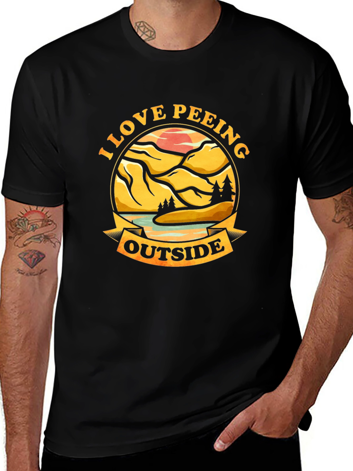 Variant 4 of I Love Peeing Outside Black Graphic T-Shirt