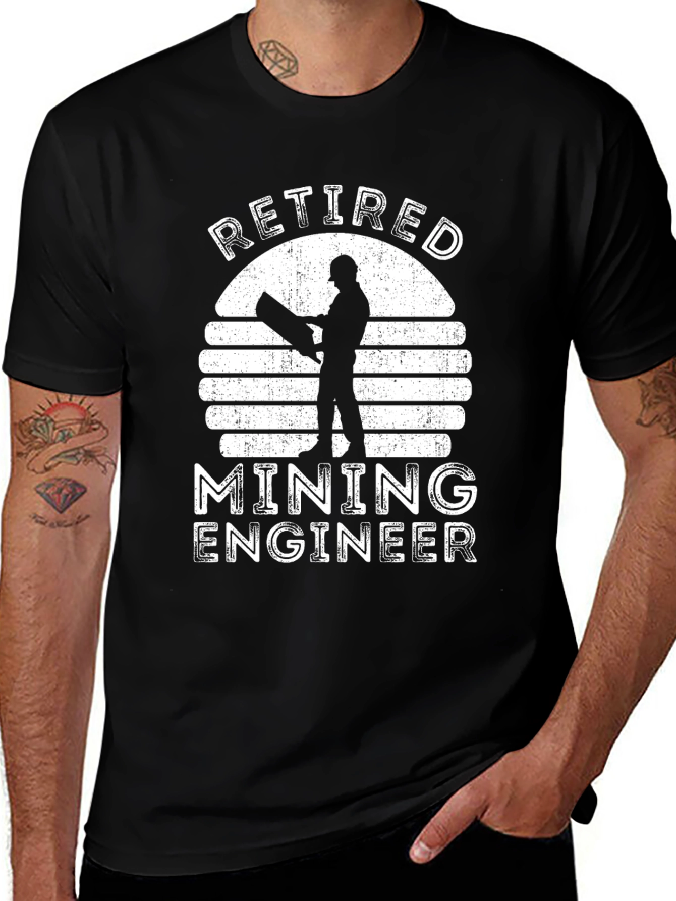 Variant 5 of Retired Mining Engineer T-Shirt Retro Sunset Design