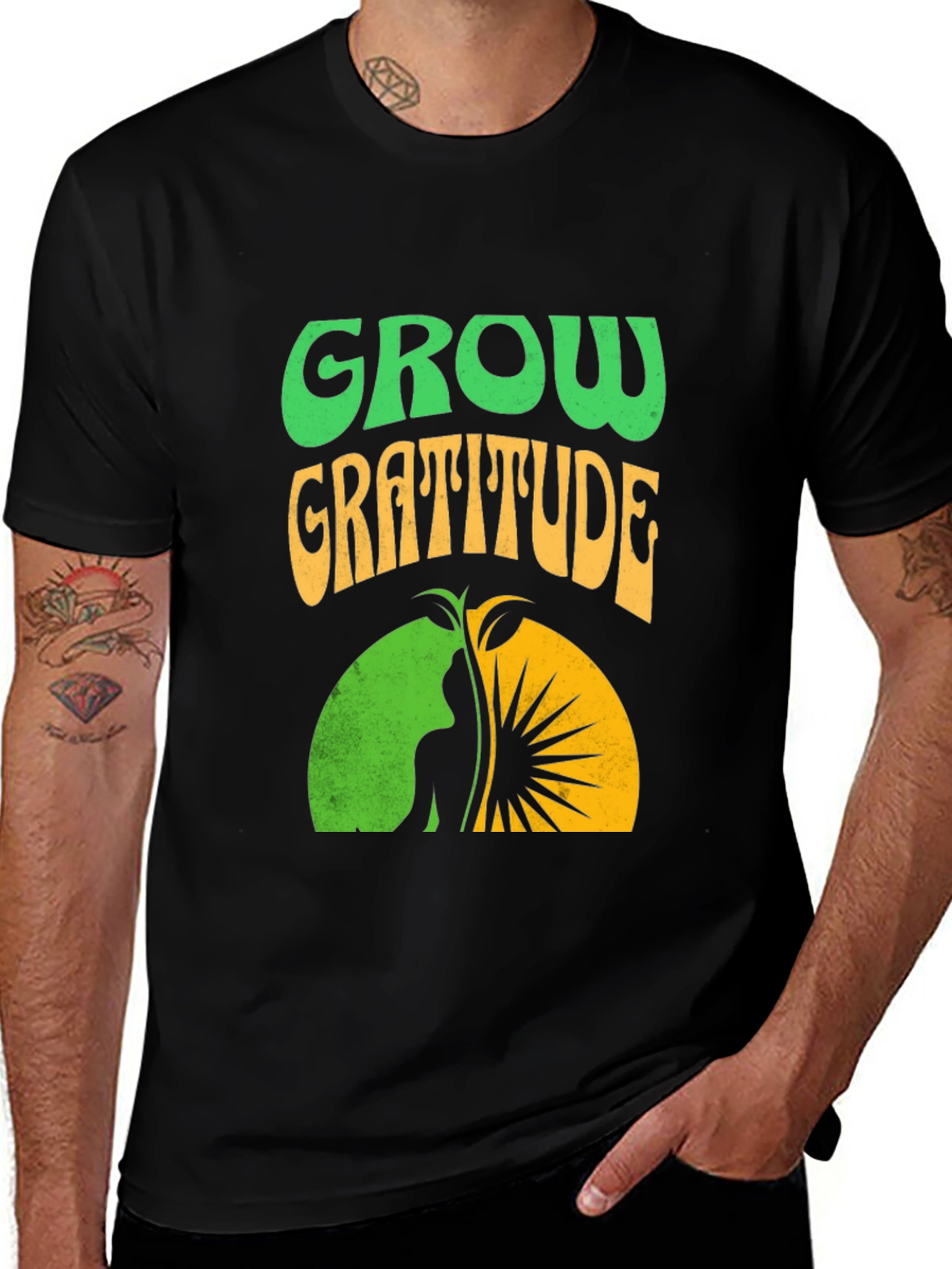 Variant 10 of Grow Gratitude Graphic Tee - Black