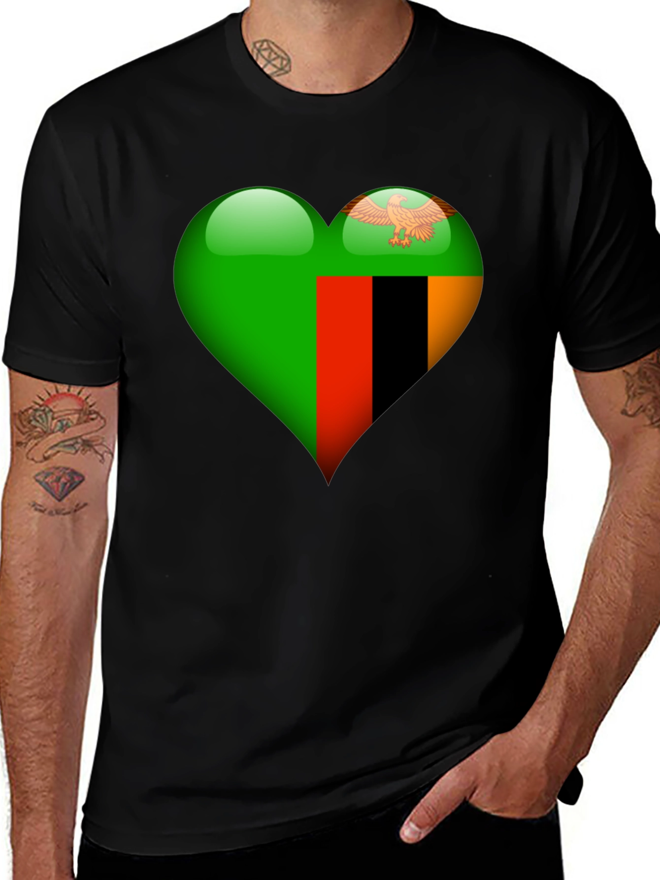 Zambia Flag Heart T-Shirt - Show Your Love!