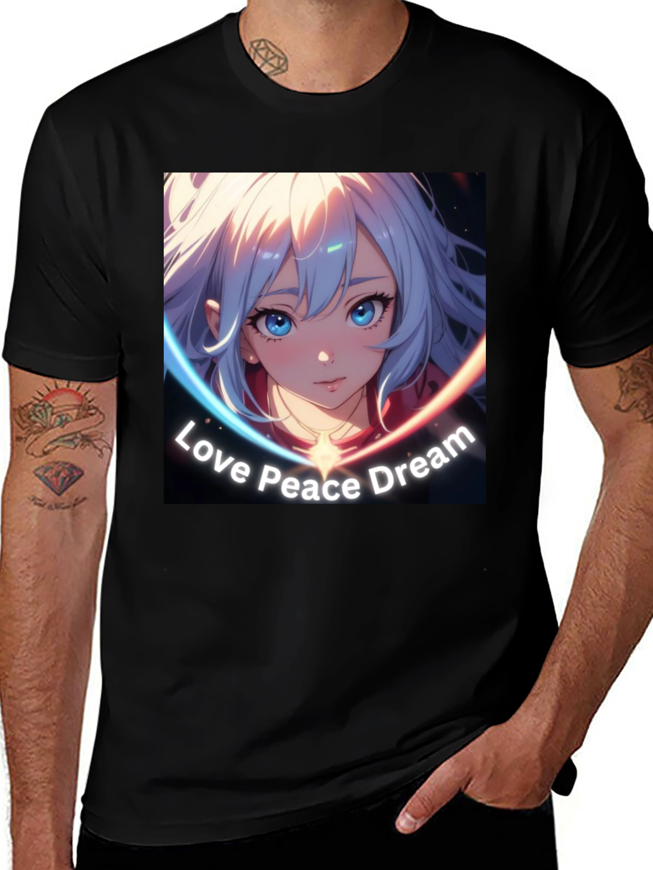 Variant 30 of Anime Girl 'Love Peace Dream' Graphic T-Shirt