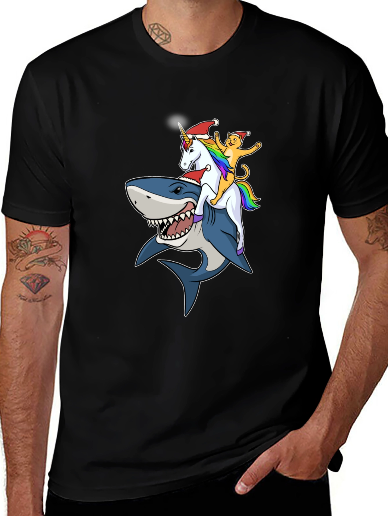 Variant 22 of Shark Unicorn Cat Christmas T-Shirt