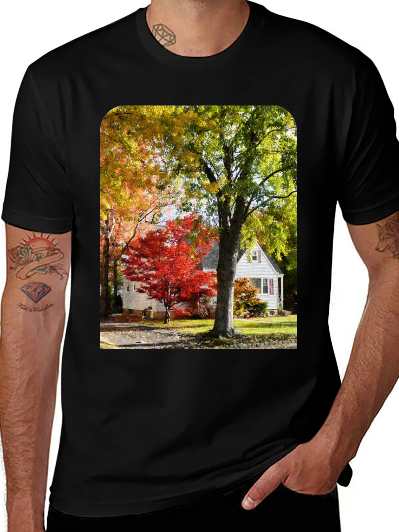 Variant 13 of Autumn Scene Graphic Tee - Nature Inspired Shirt