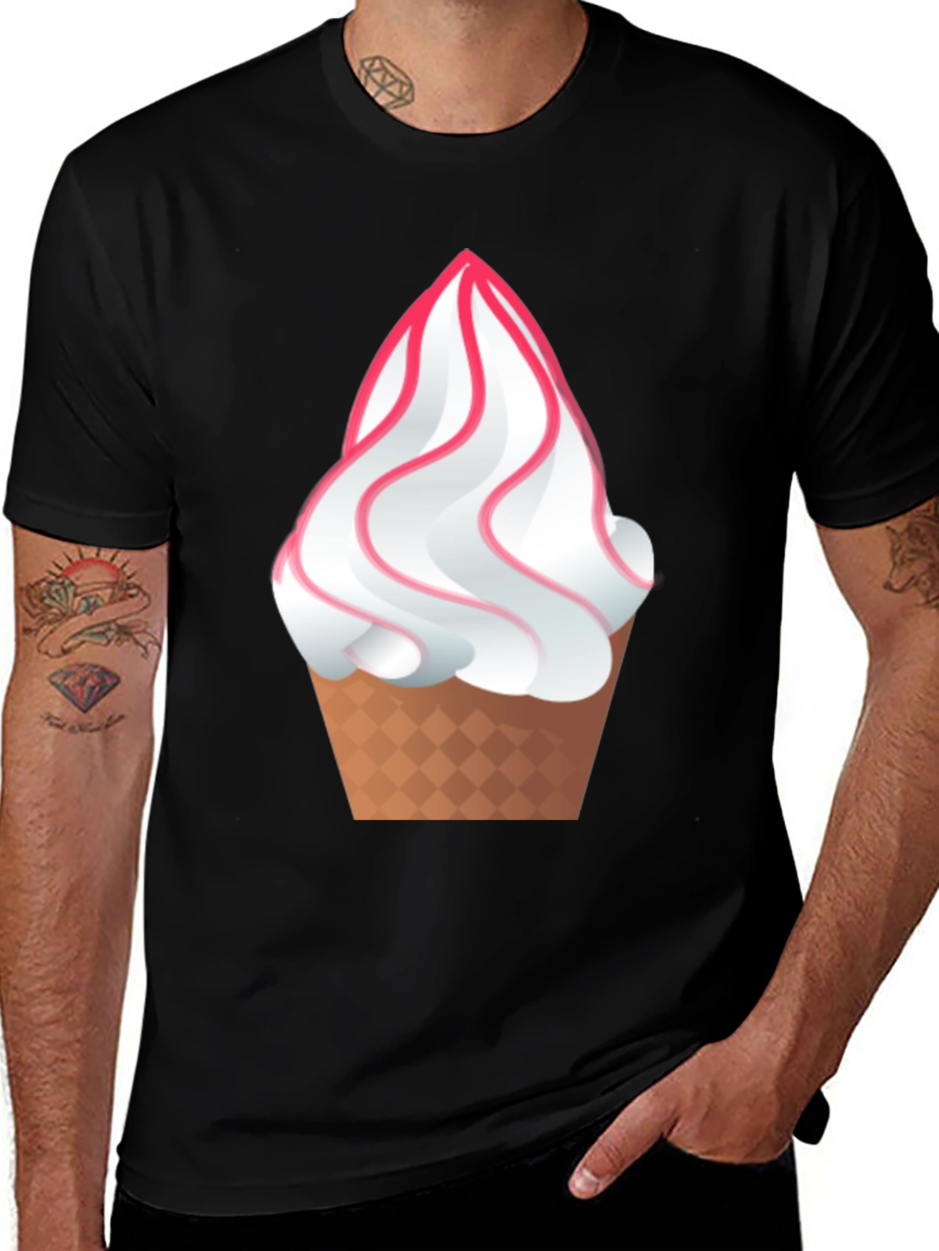 Variant 4 of Ice Cream Graphic Tee - Fun Black T-Shirt