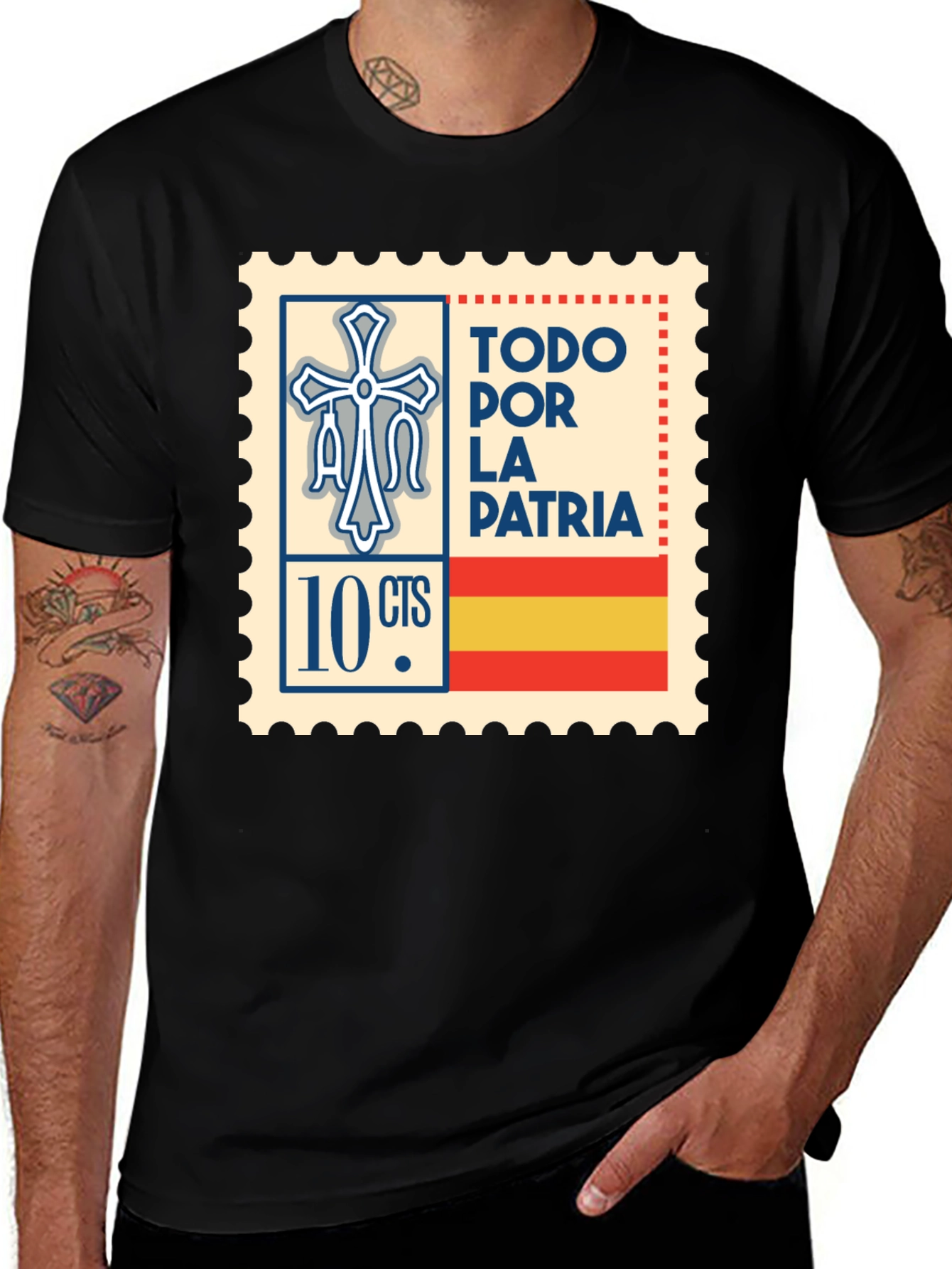 Vintage Spain Stamp T-Shirt - Todo Por La Patria
