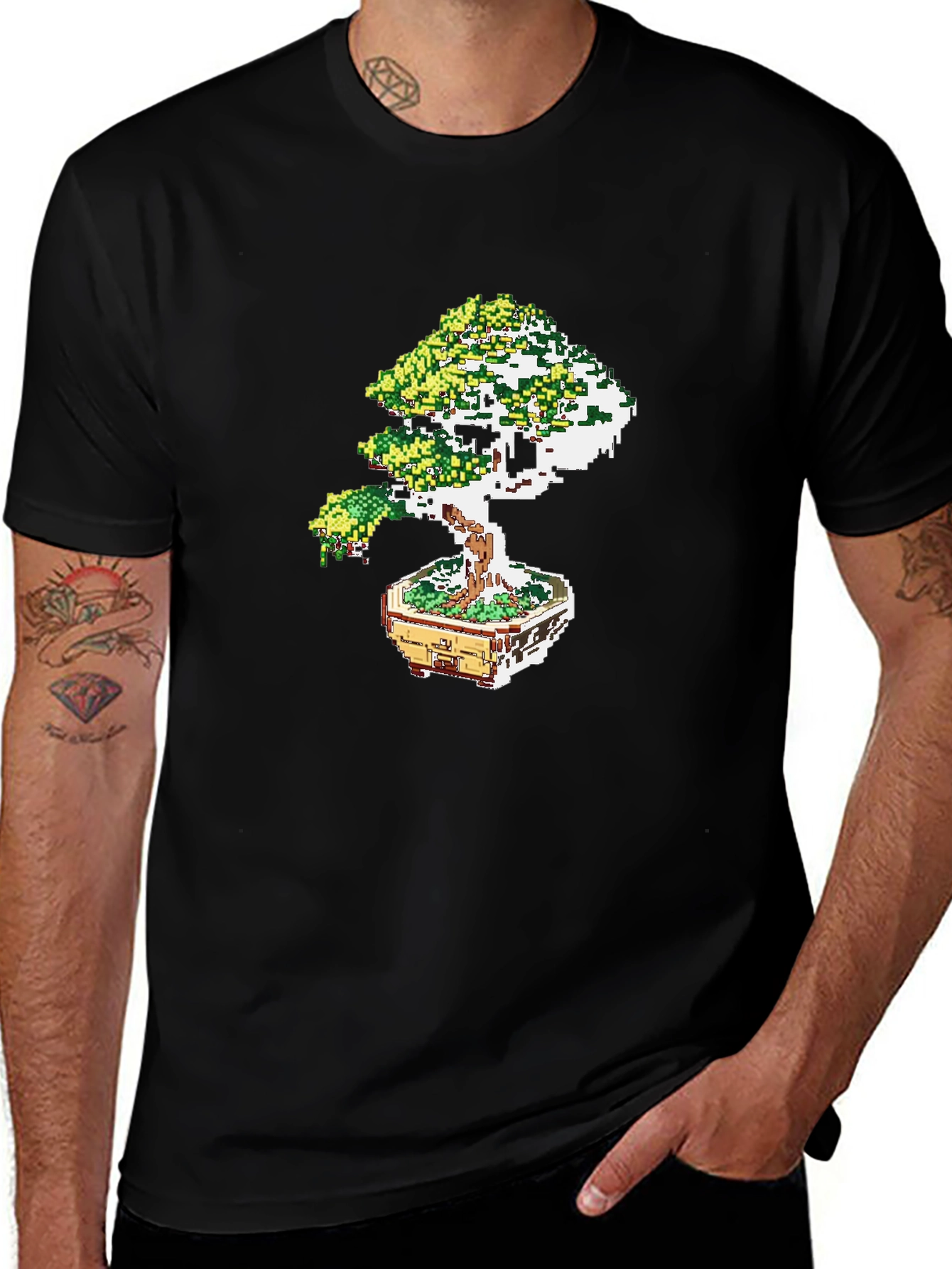 Variant 21 of Pixel Bonsai Black T-Shirt