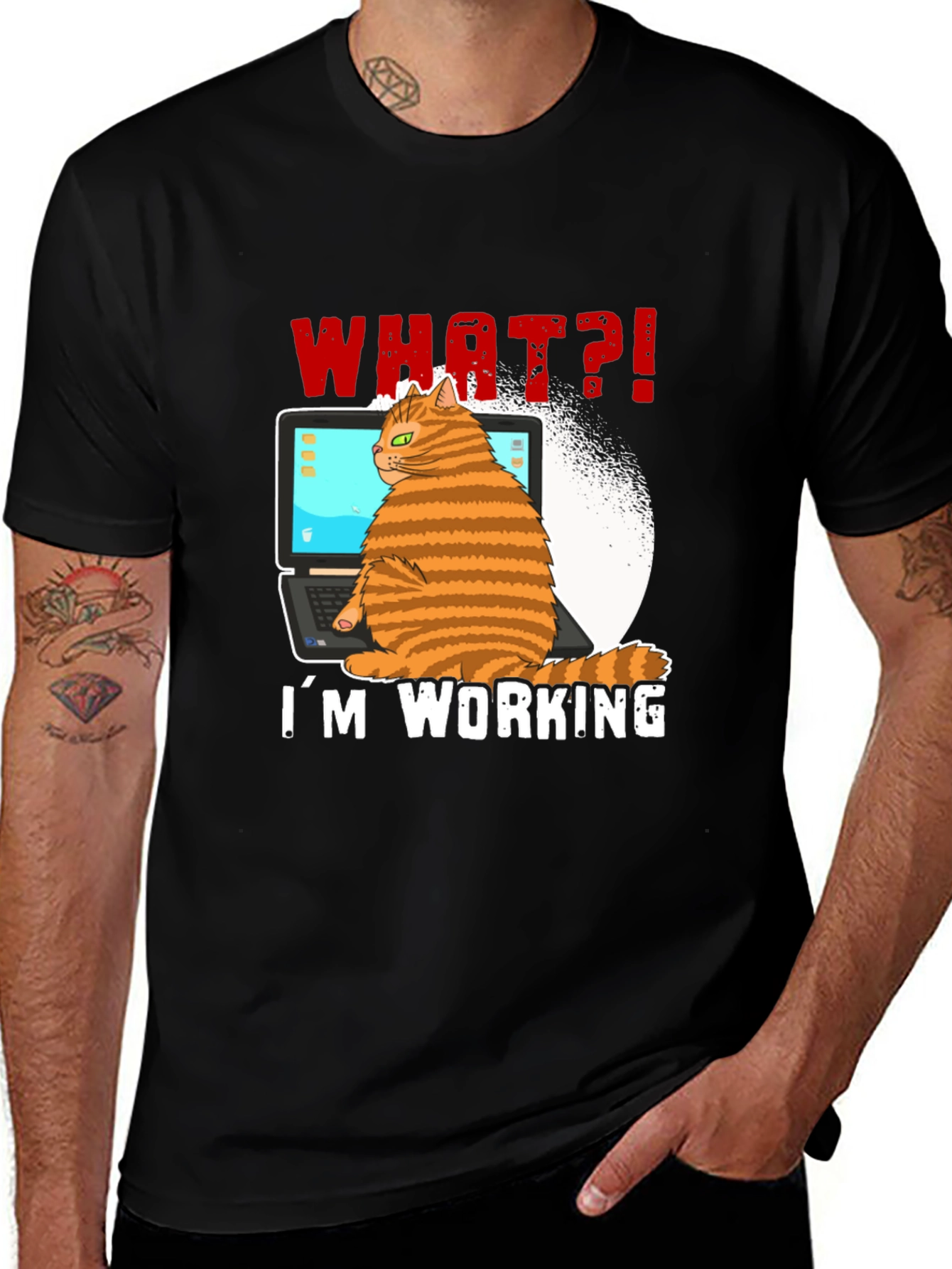Variant 28 of Cat Working on Laptop Graphic Tee