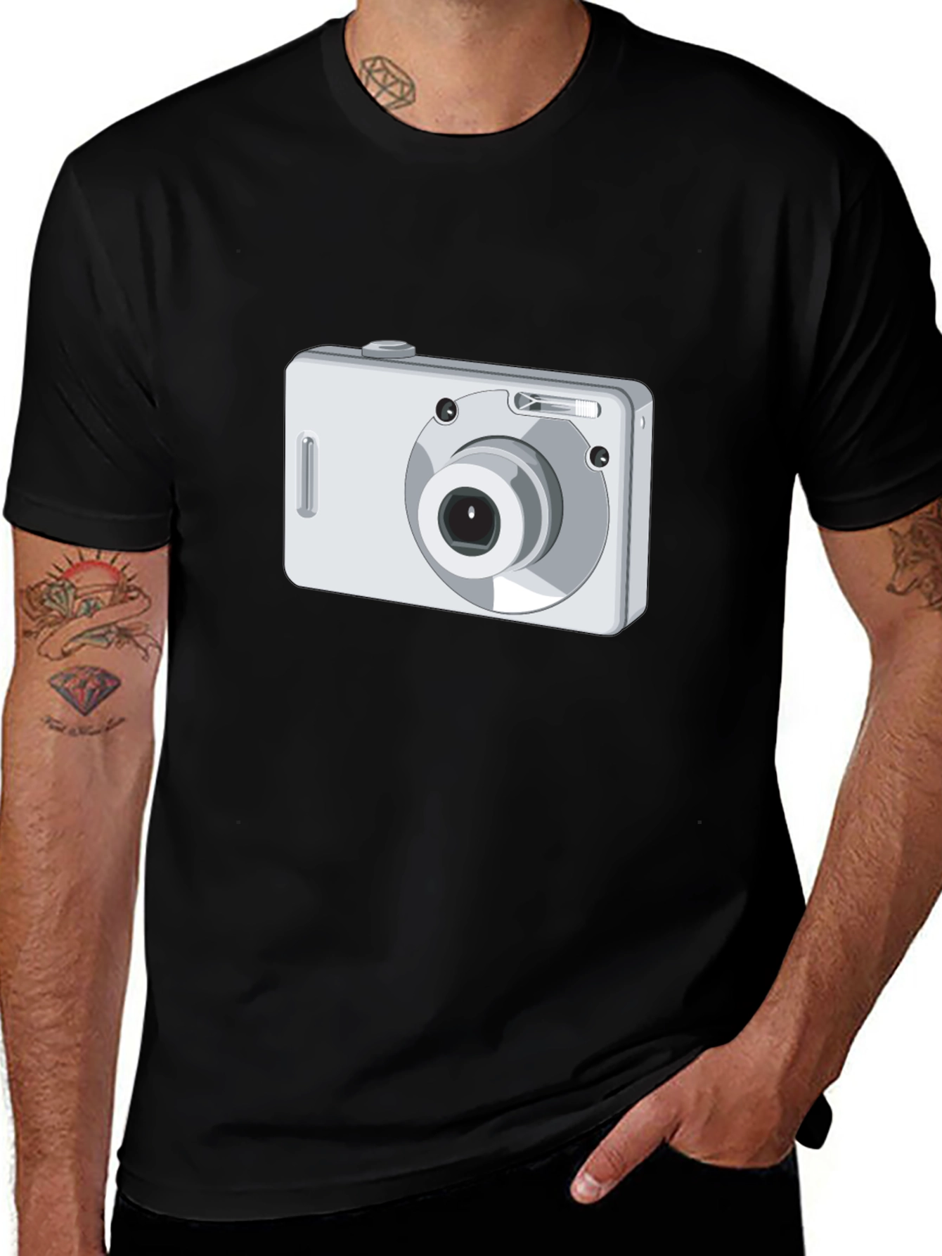 Variant 7 of Camera Graphic Tee - Black Cotton T-Shirt