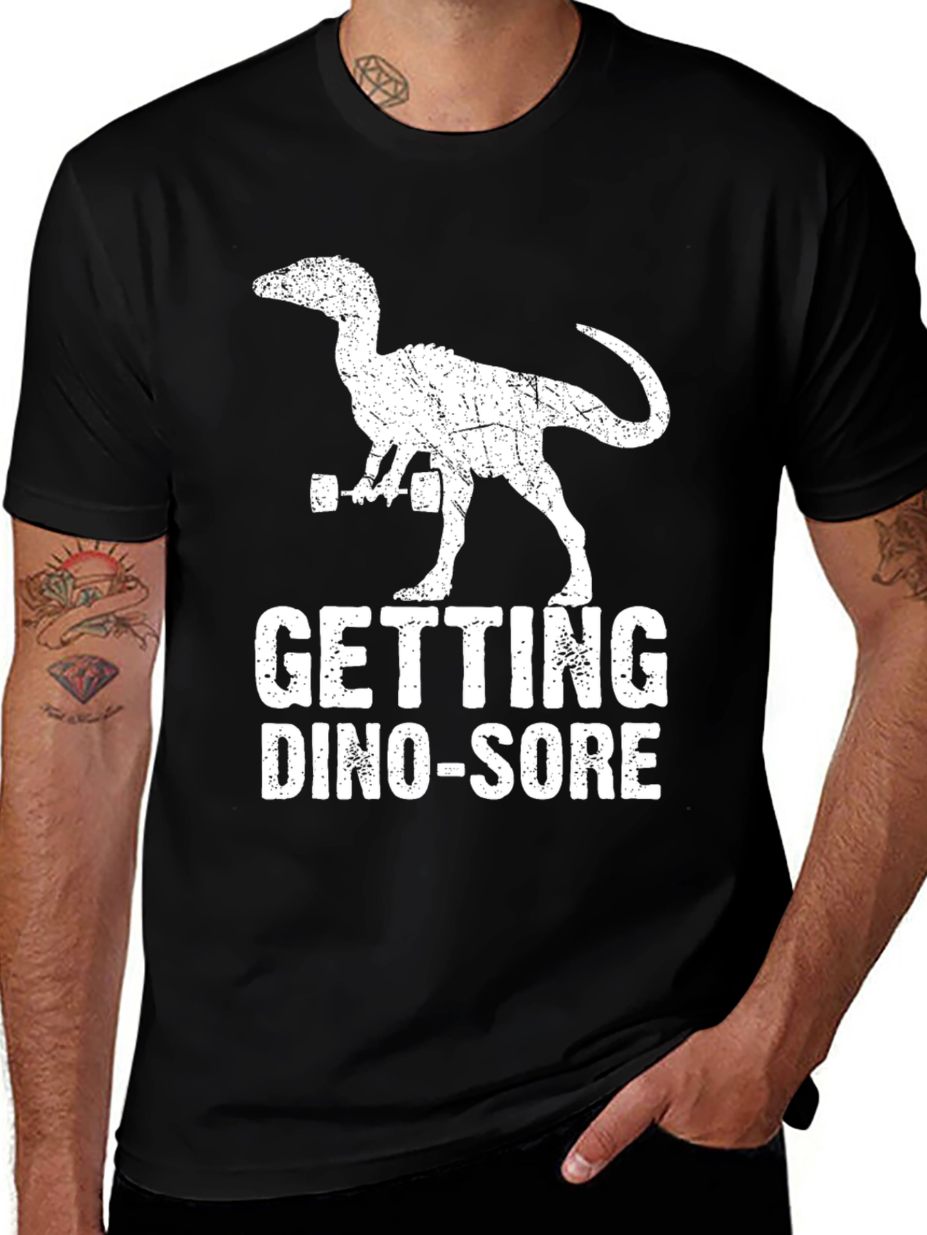 Variant 27 of Getting Dino-Sore Black T-Shirt