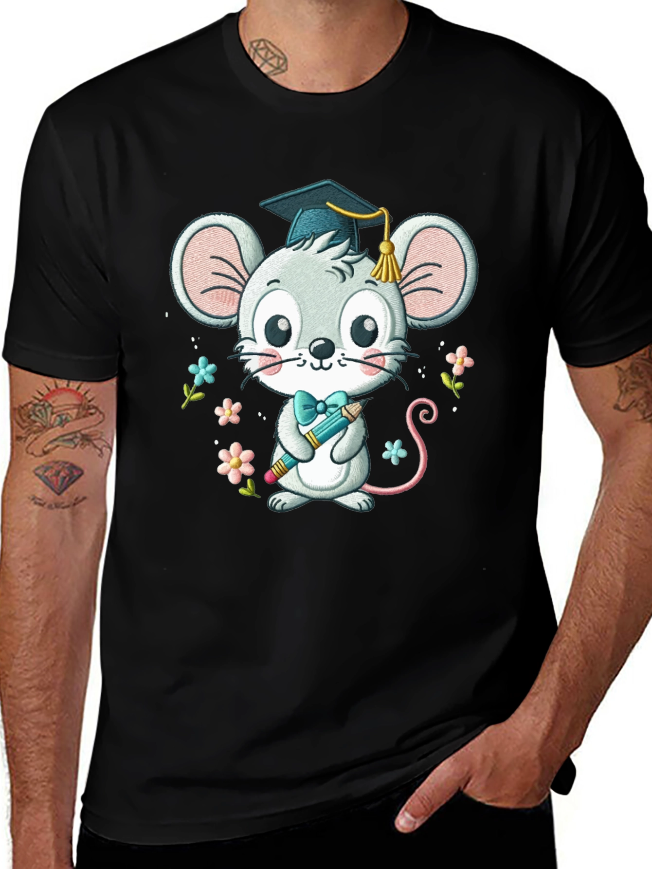Variant 12 of Graduation Mouse T-Shirt Cute Cartoon Animal Tee