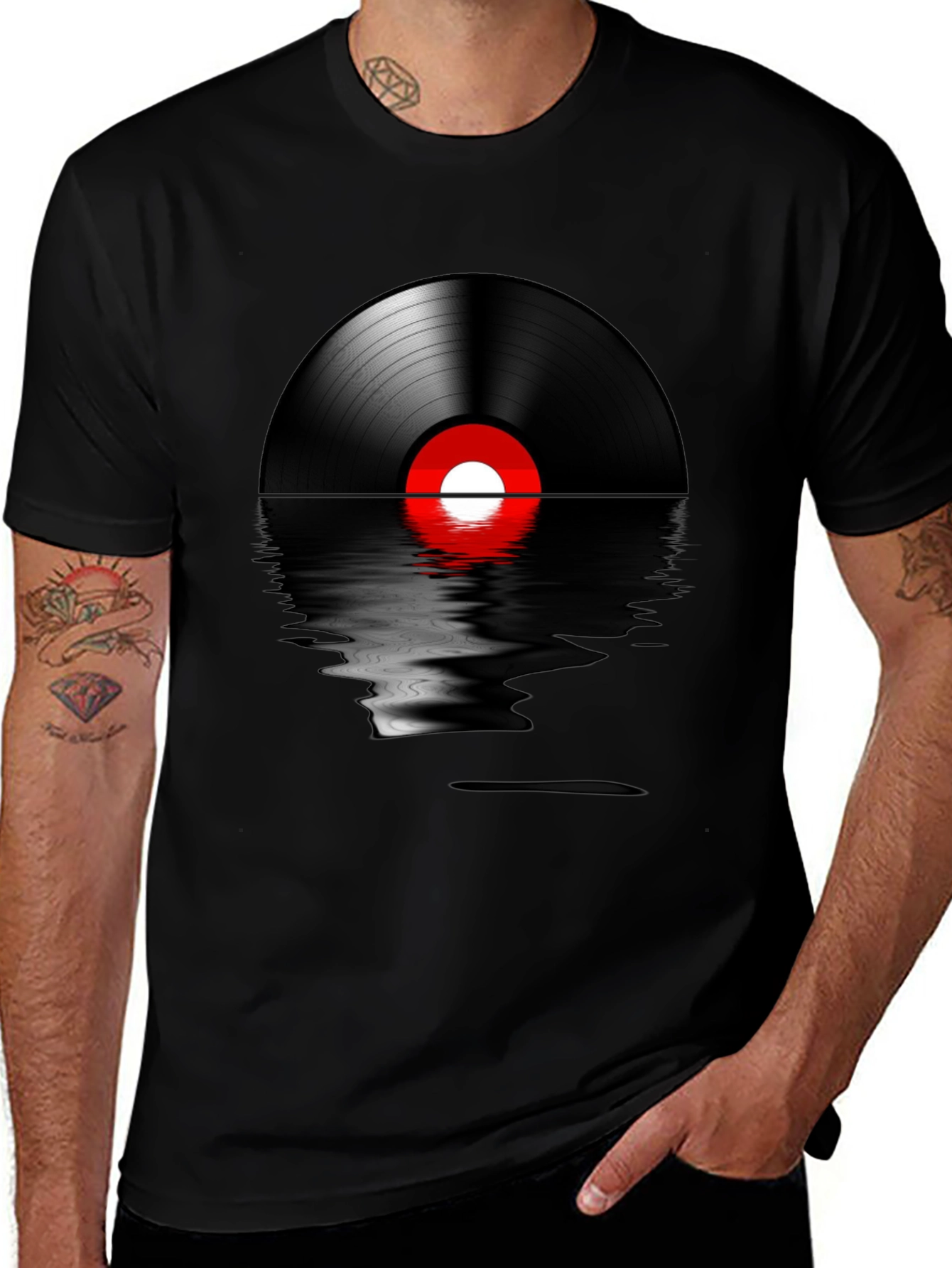 Variant 27 of Retro Vinyl Record Reflection Graphic T-Shirt