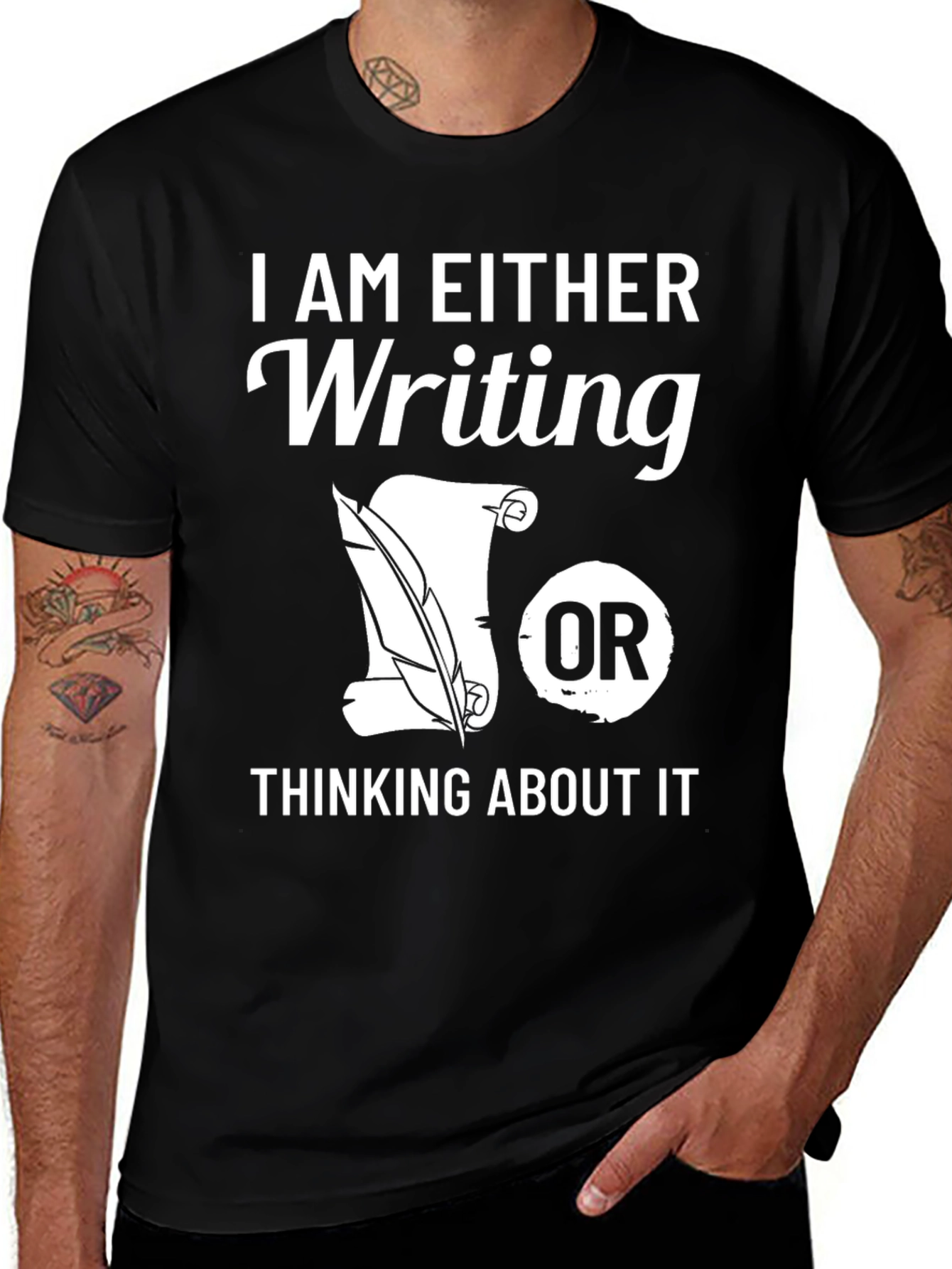 Variant 15 of Writer's T-Shirt: Writing or Thinking About It