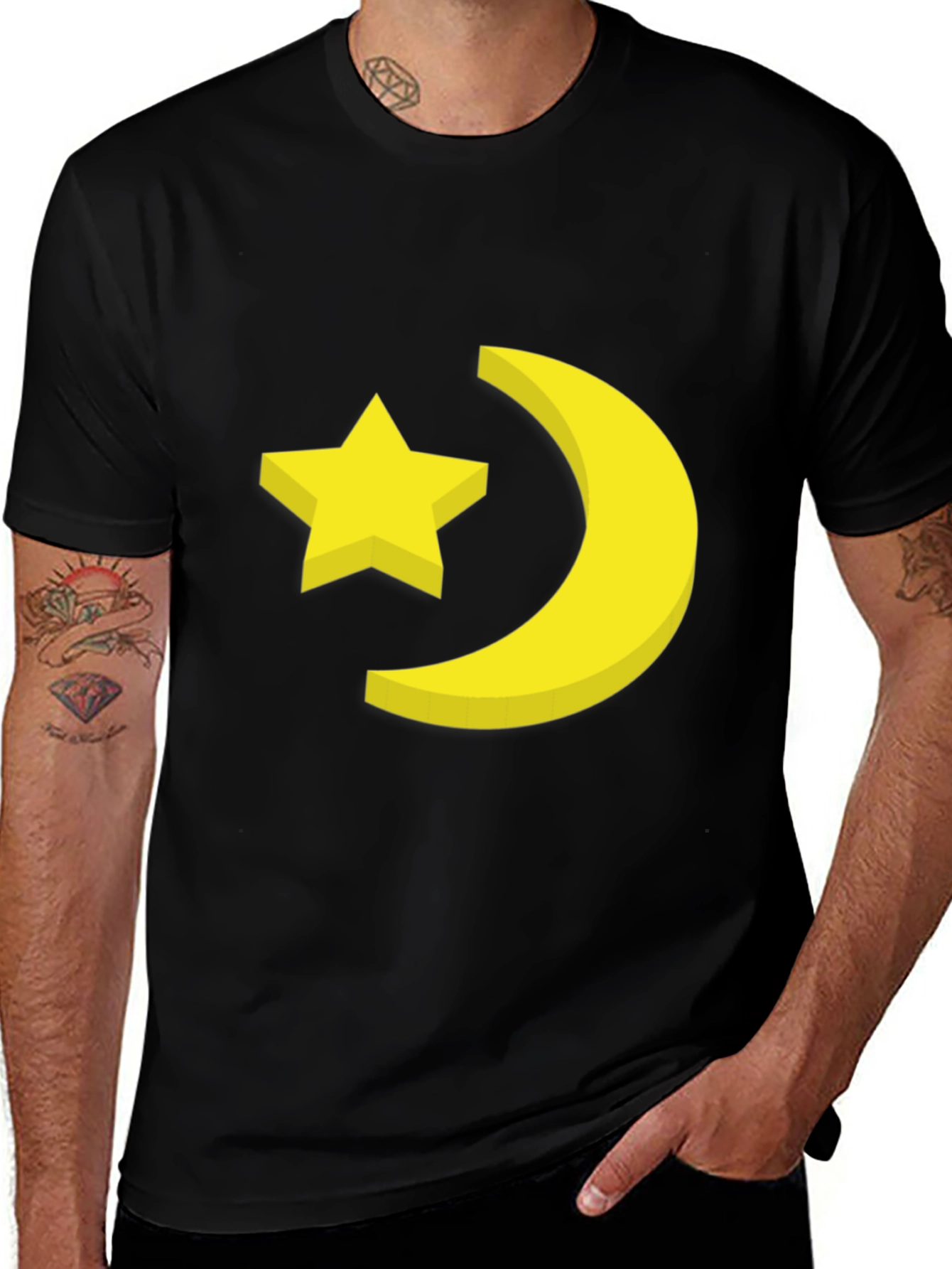 Variant 5 of Star & Moon Graphic Tee - Stylish Black T-Shirt