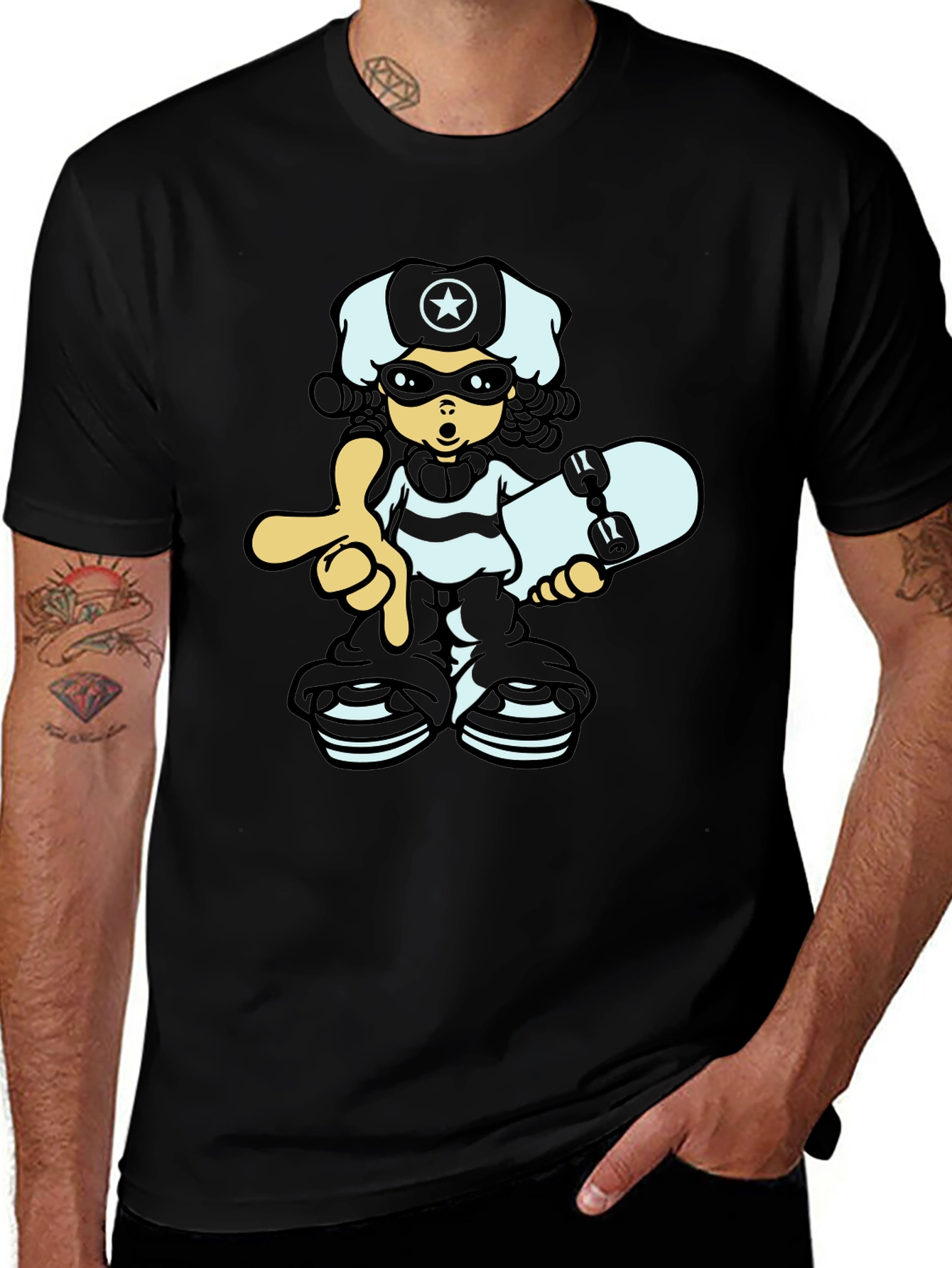 Variant 20 of Cool Cartoon Graphic Black T-Shirt