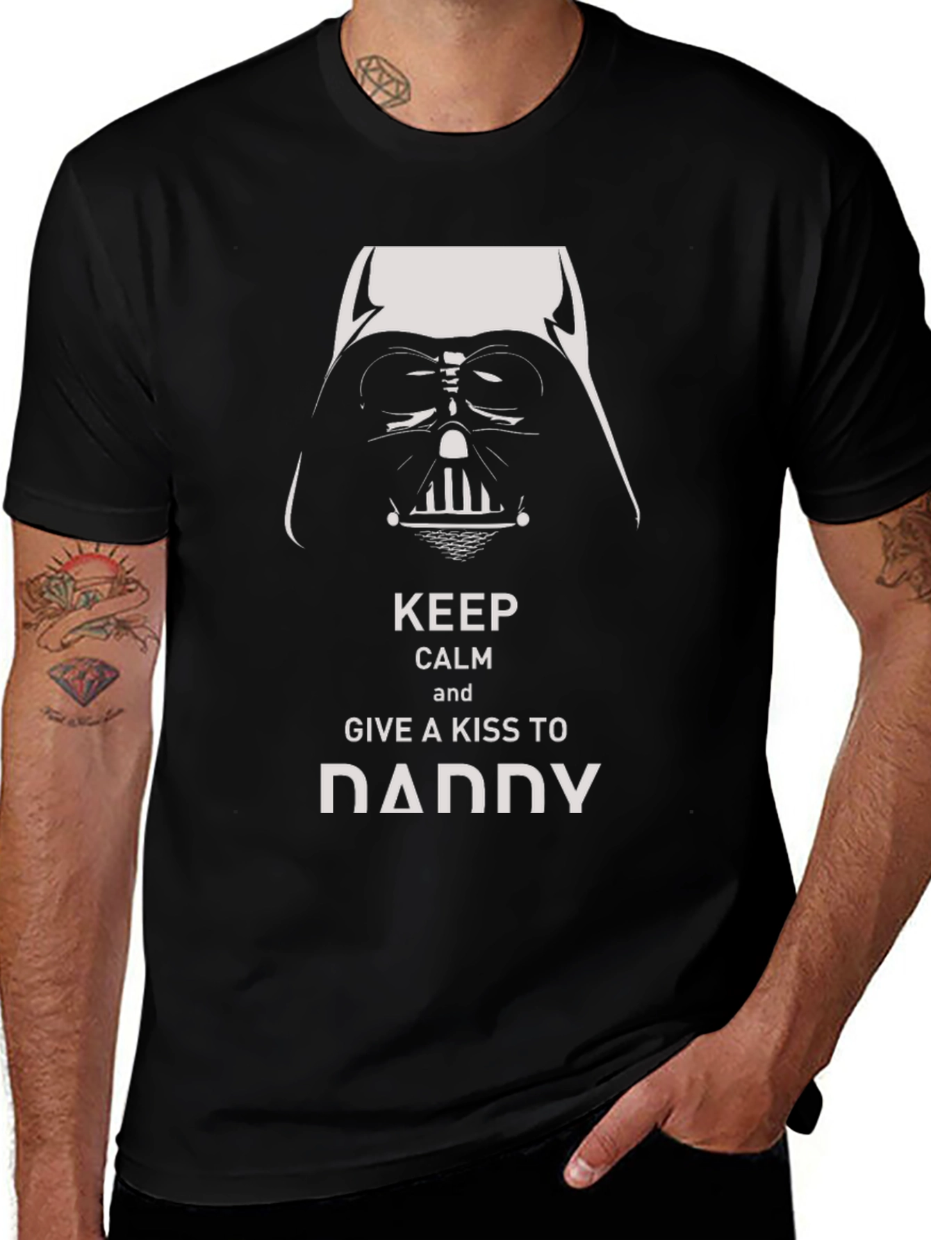 Darth Vader "Keep Calm and Give a Kiss to Daddy" Black T-Shirt