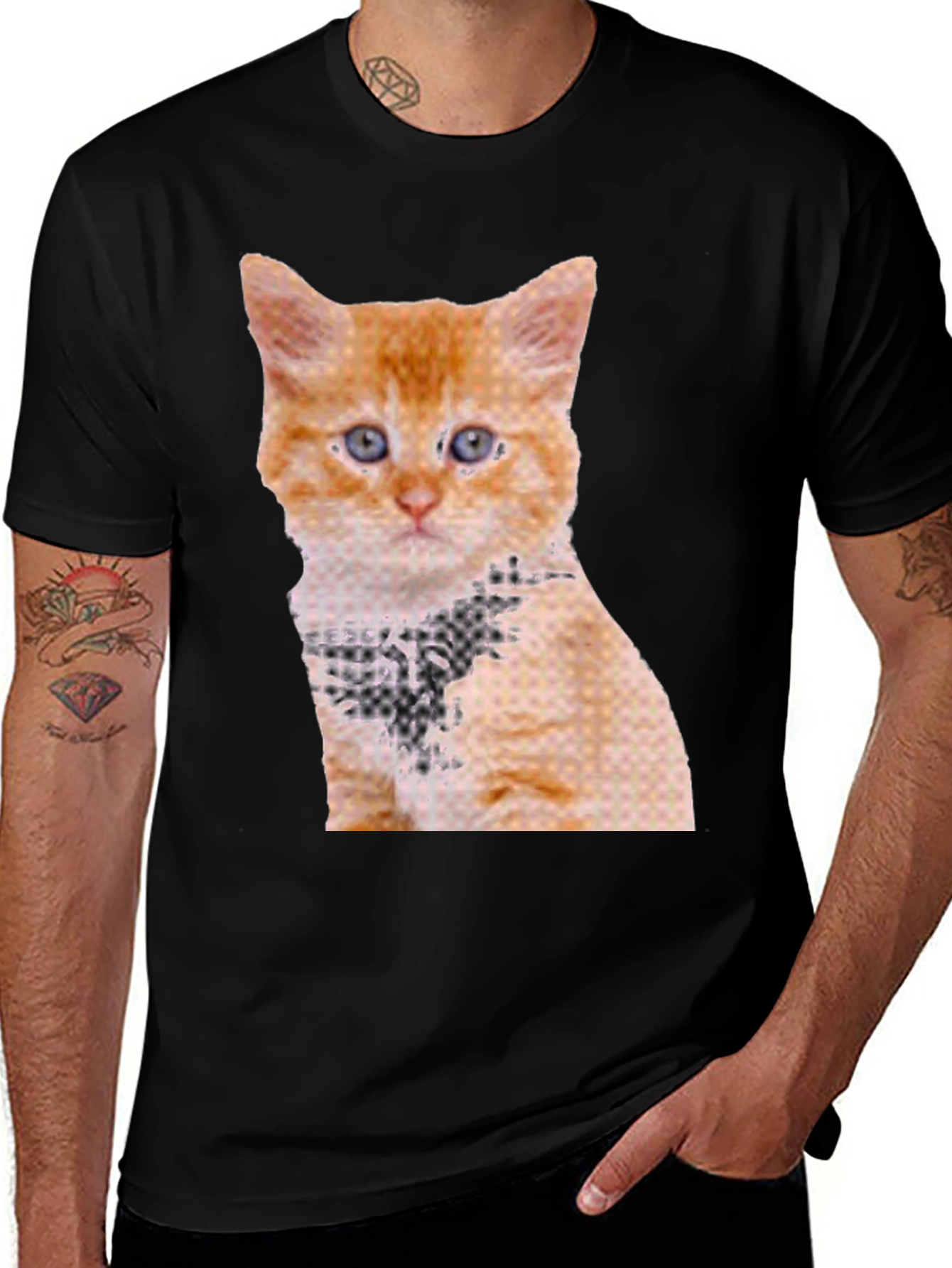 Variant 15 of Cute Kitten Graphic Tee - Black Unisex Shirt