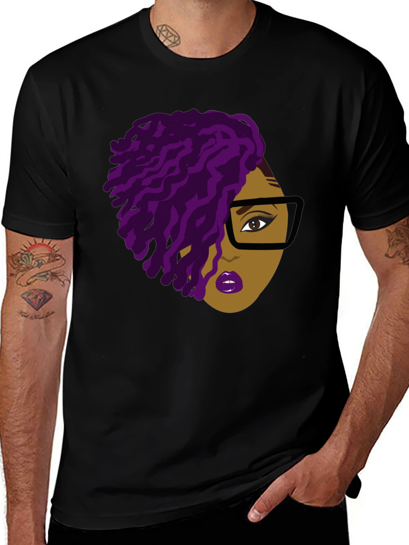 Variant 27 of Woman Portrait Graphic Tee - Black