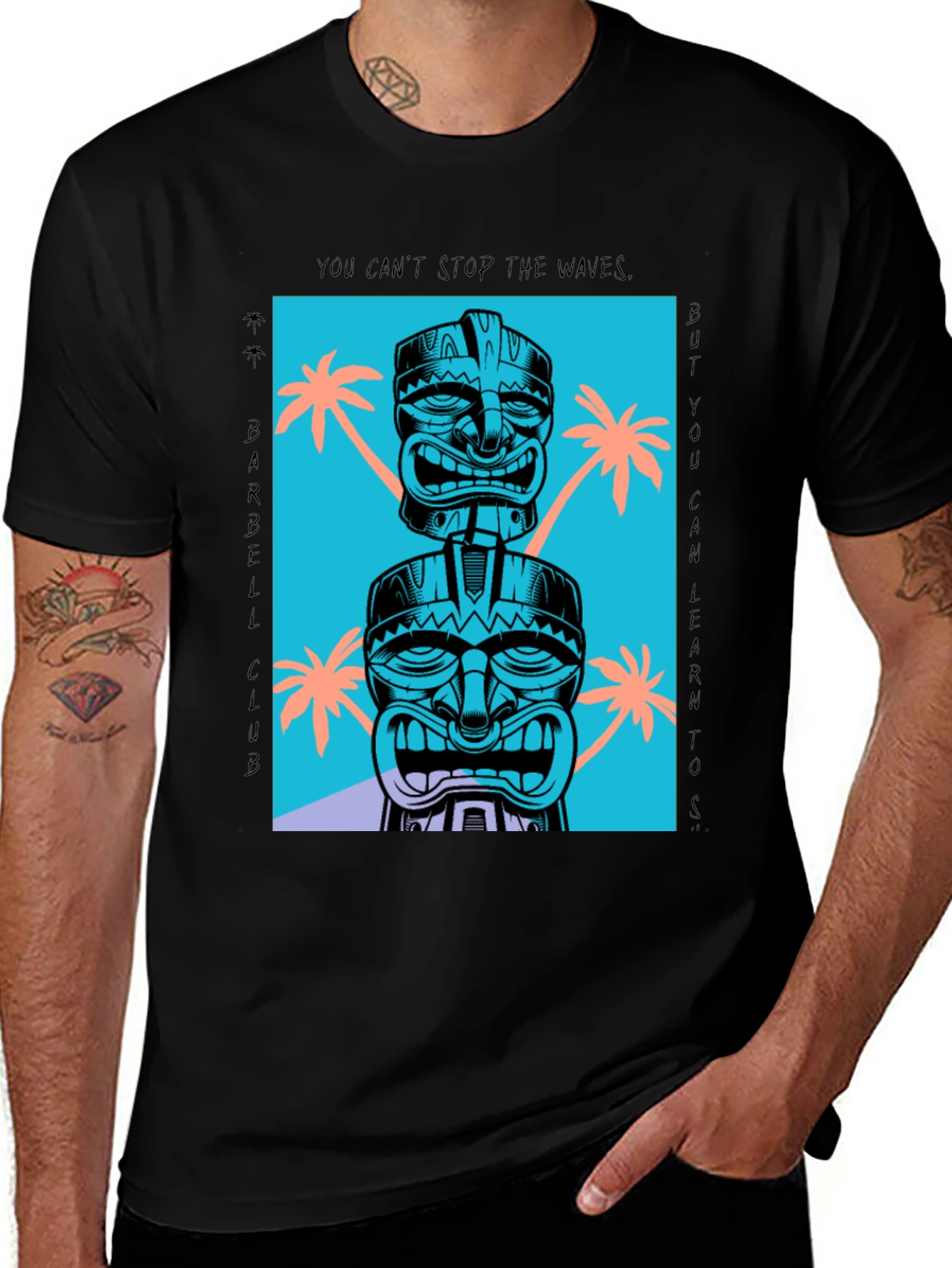 Variant 9 of Tiki Graphic T-Shirt - Beach Barbell Club Tee