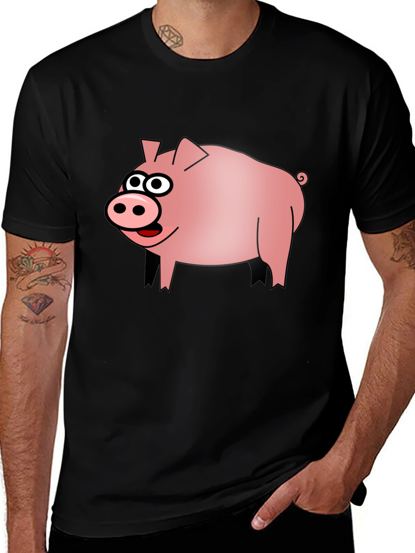 Variant 27 of Cute Pig Graphic Black T-Shirt