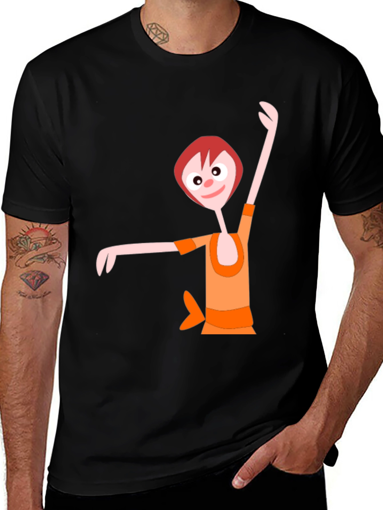 Variant 9 of Fun Cartoon Graphic Black T-Shirt