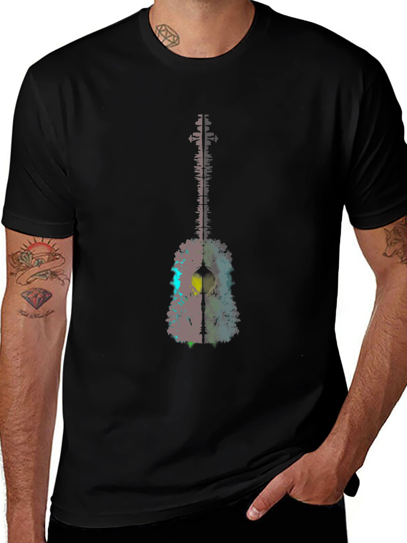 Variant 20 of Guitar Art Graphic Tee - Black