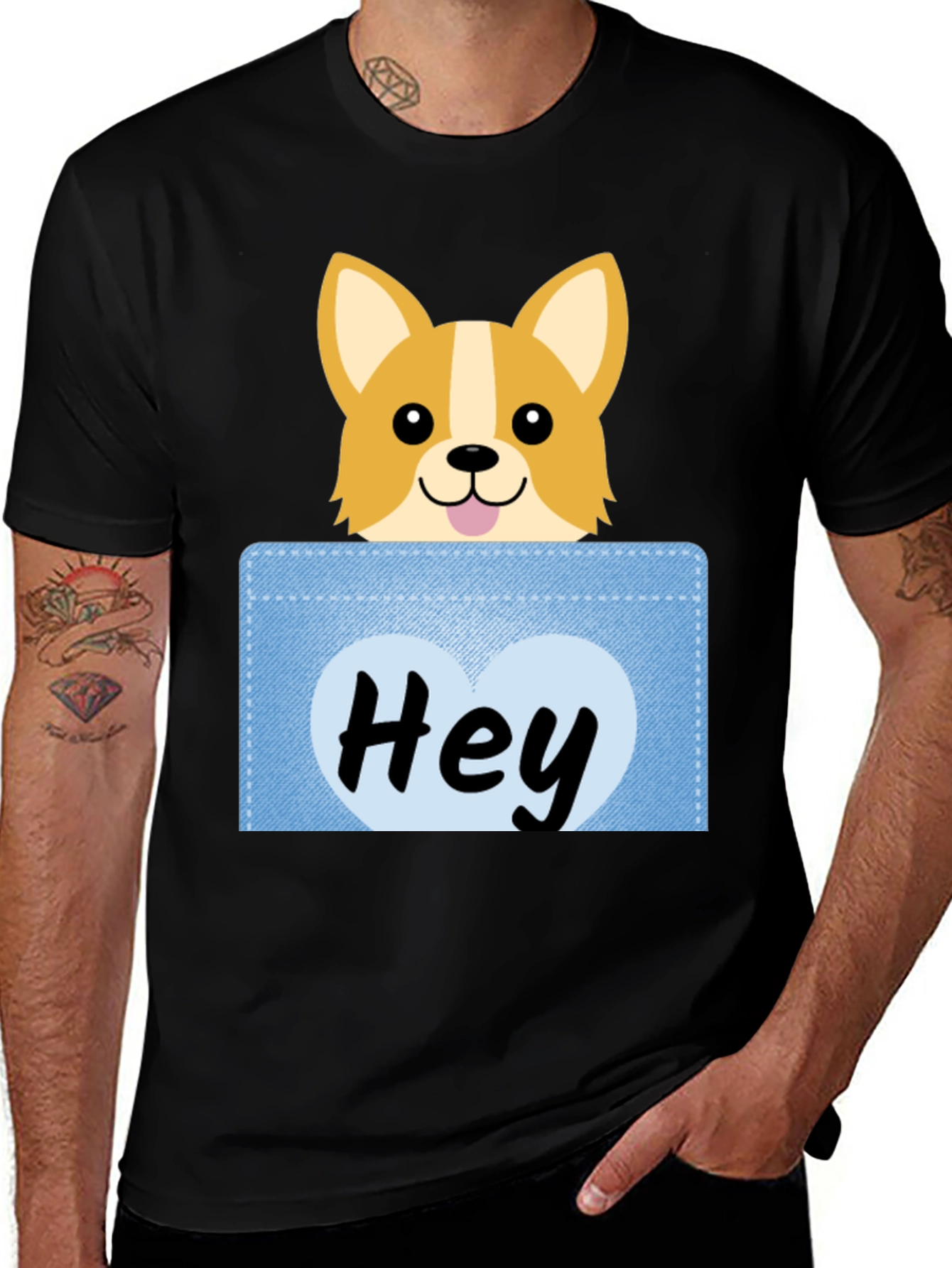 Variant 16 of Cute Corgi Peek-a-Boo Pocket T-Shirt
