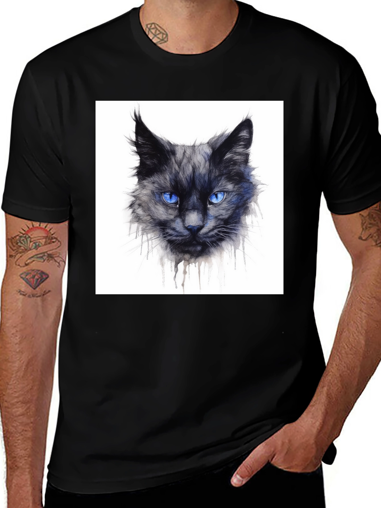 Black Black Cat Graphic Tee - Men's Crew Neck main image
