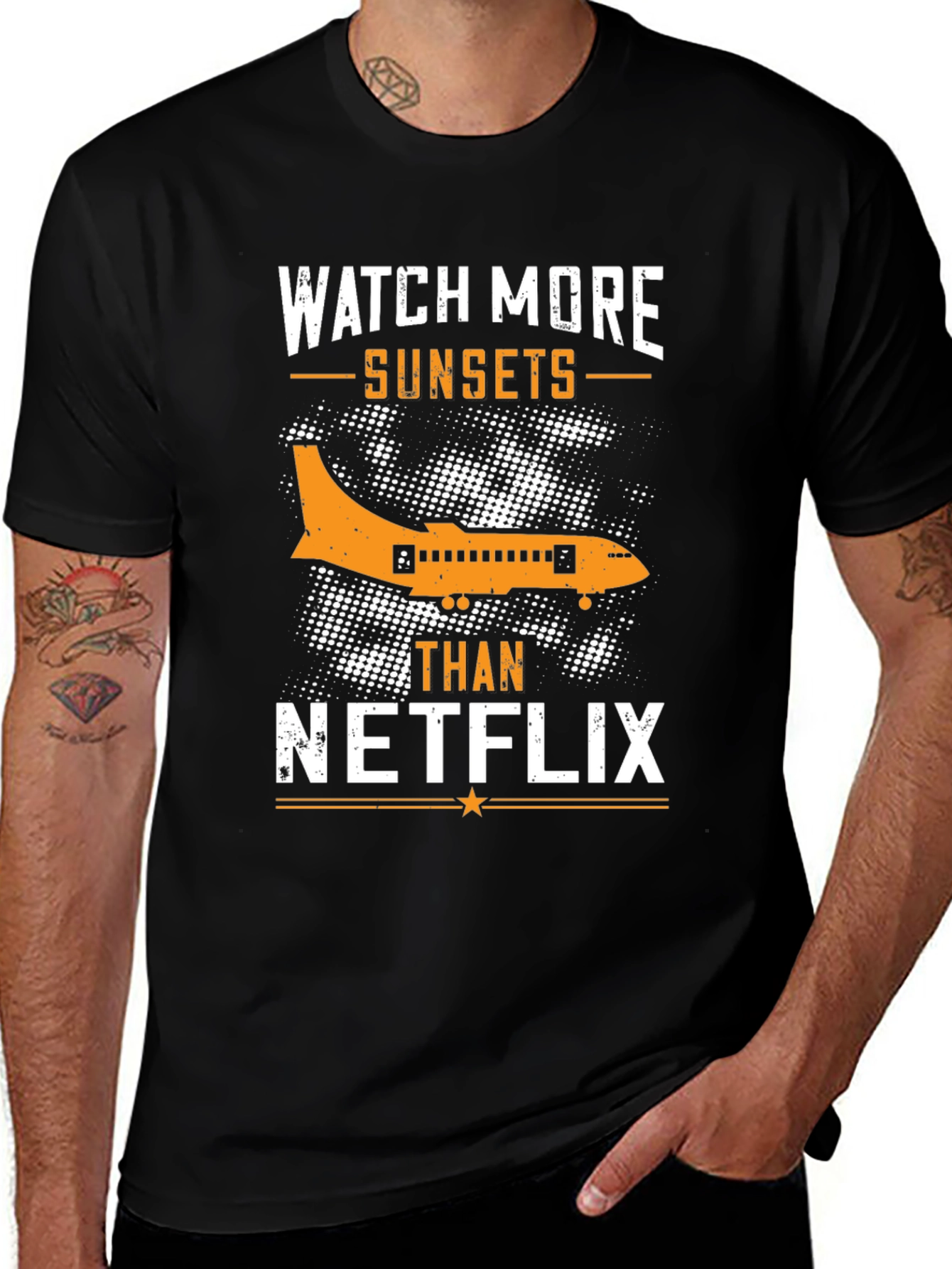 Variant 21 of Watch More Sunsets T-Shirt - Airplane Graphic Tee