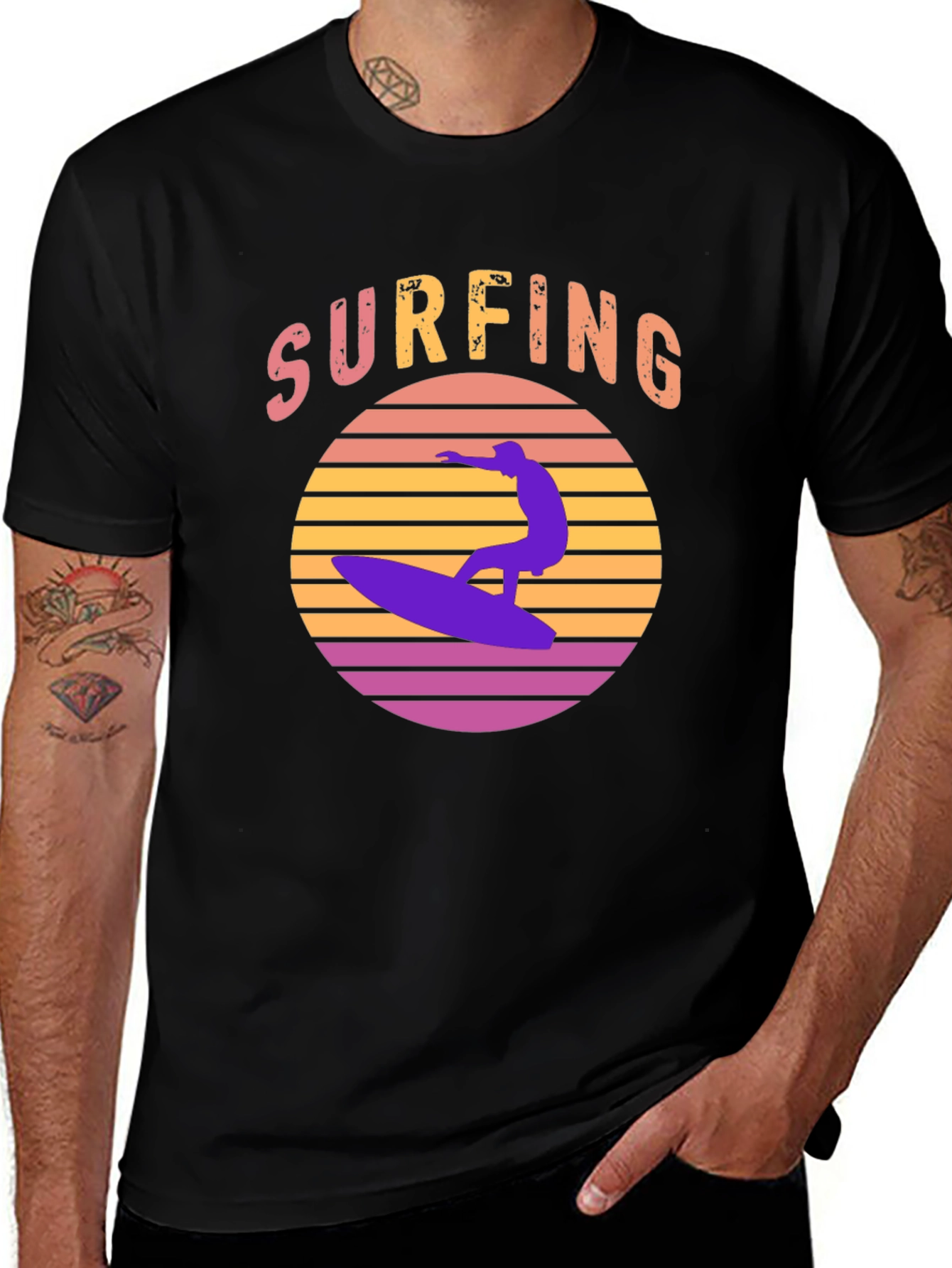 Variant 26 of Retro Surfing Sunset Graphic Tee