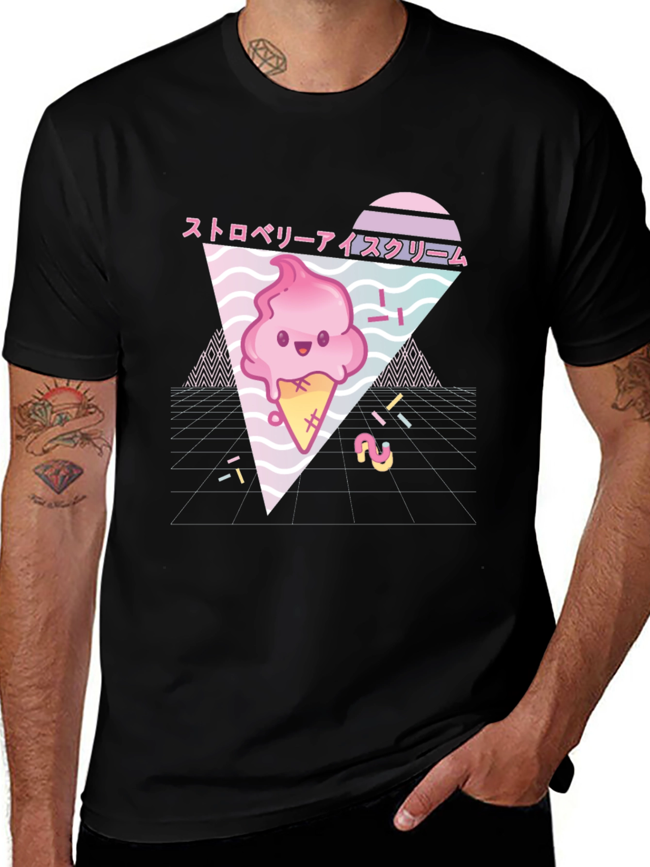 Variant 18 of Kawaii Strawberry Ice Cream T-Shirt - Vaporwave Aesthetic