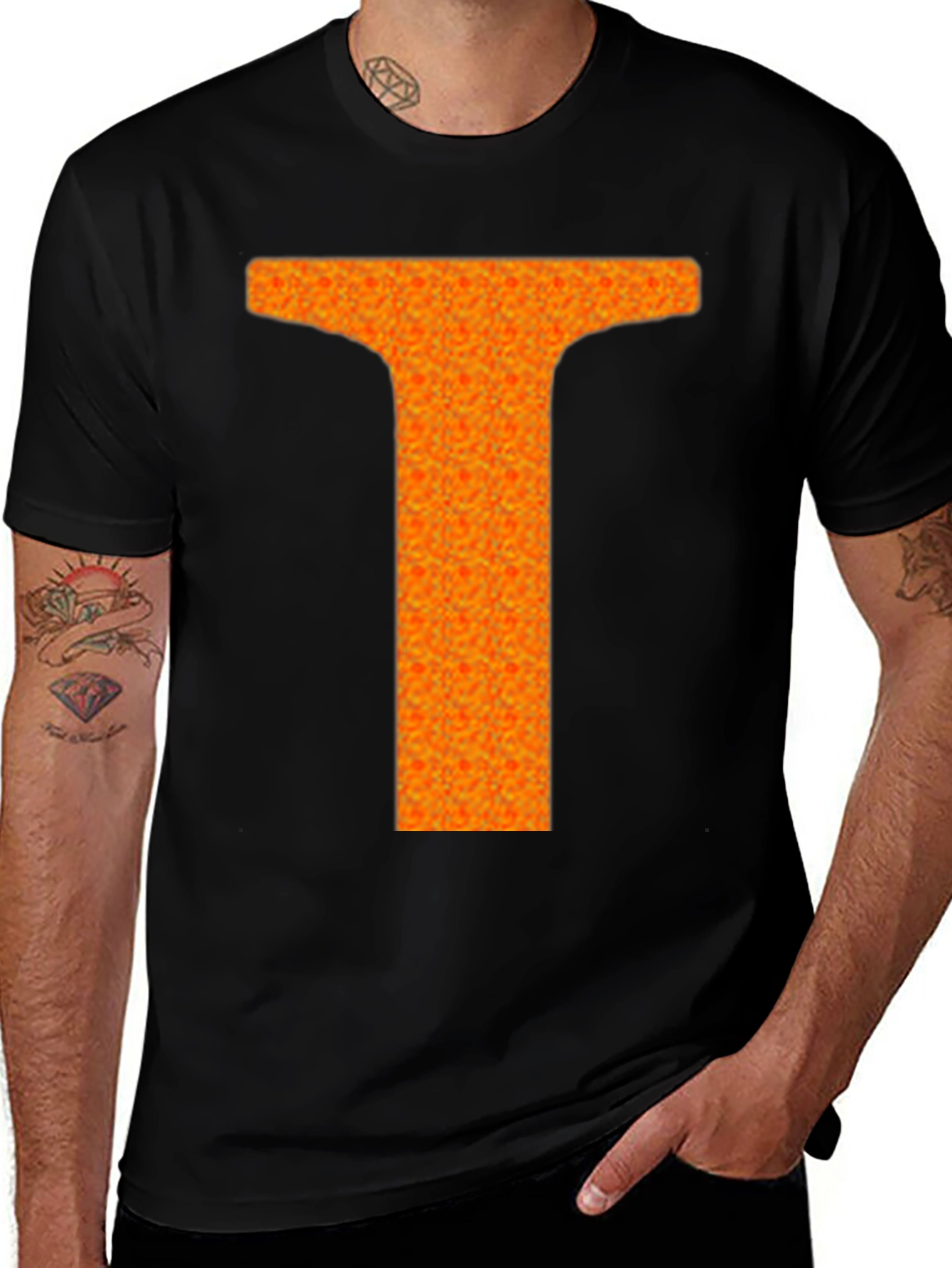 Variant 6 of Bold "T" Graphic Tee - Unique Textured Print