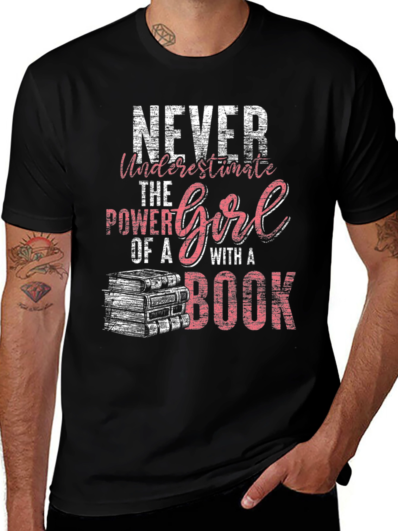 Never Underestimate a Girl with a Book T-Shirt