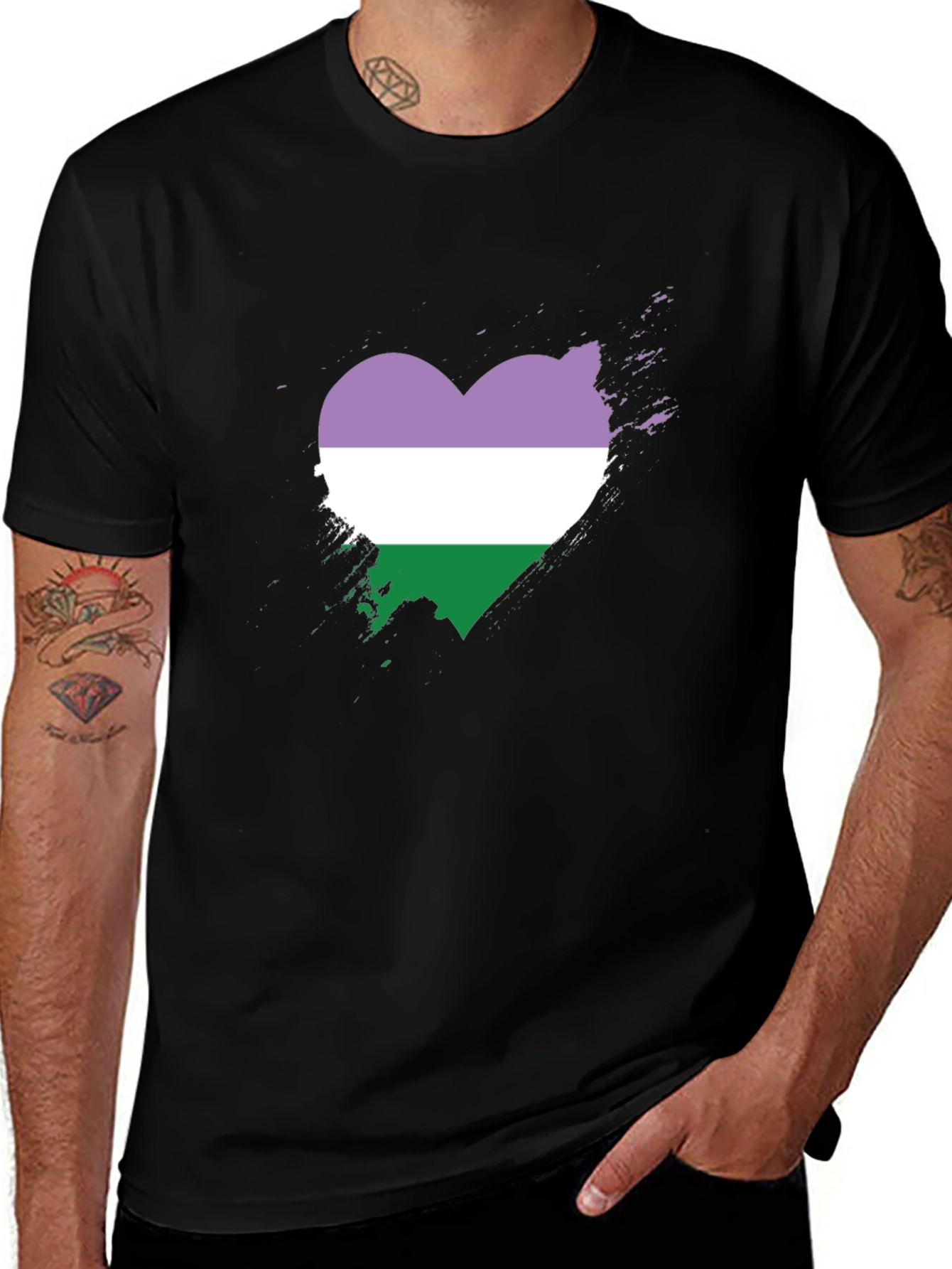 Variant 26 of Genderqueer Pride Heart T-Shirt - LGBTQ+ Pride