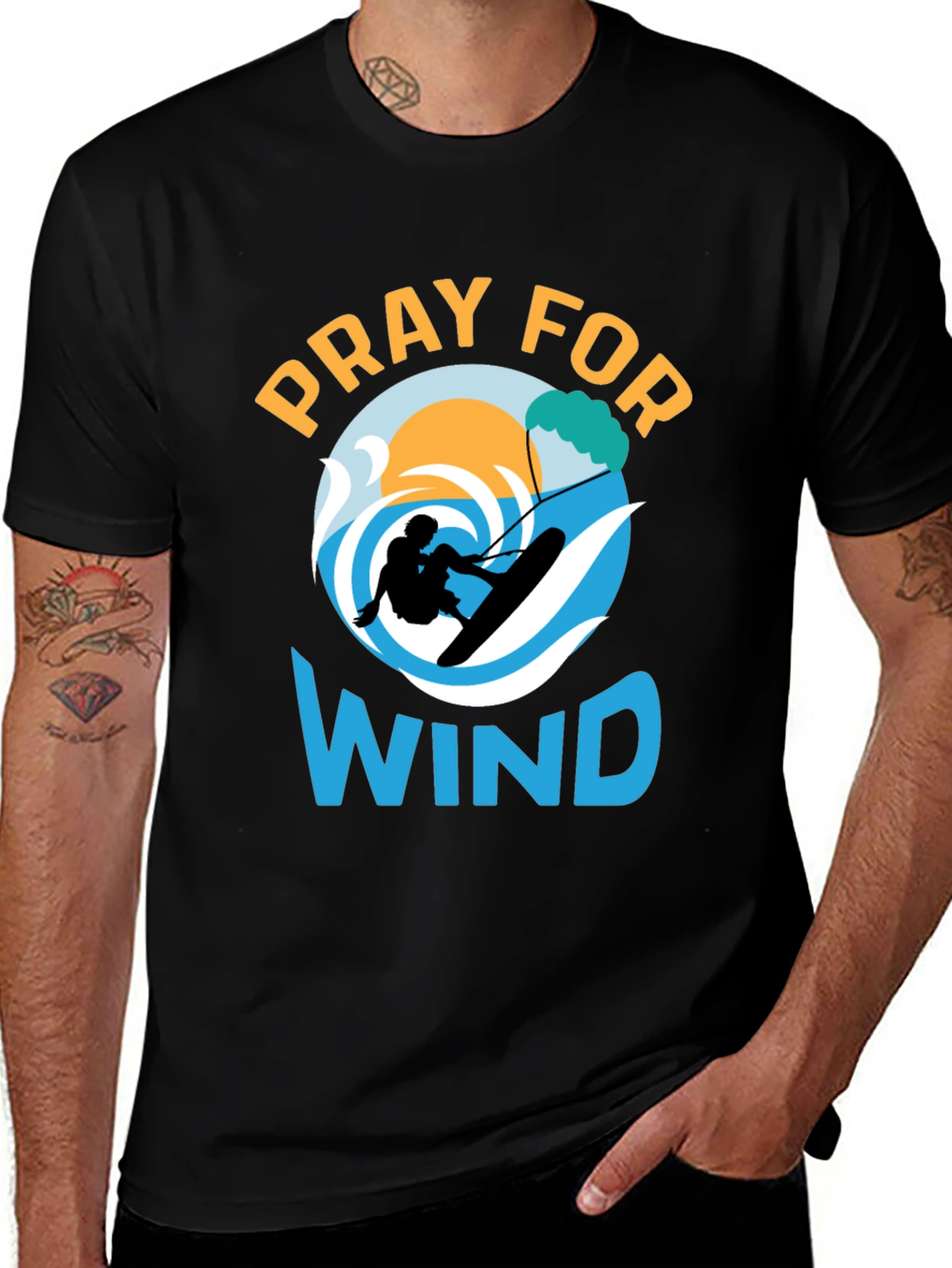 Variant 15 of Pray for Wind Graphic Tee - Kitesurfing T-Shirt