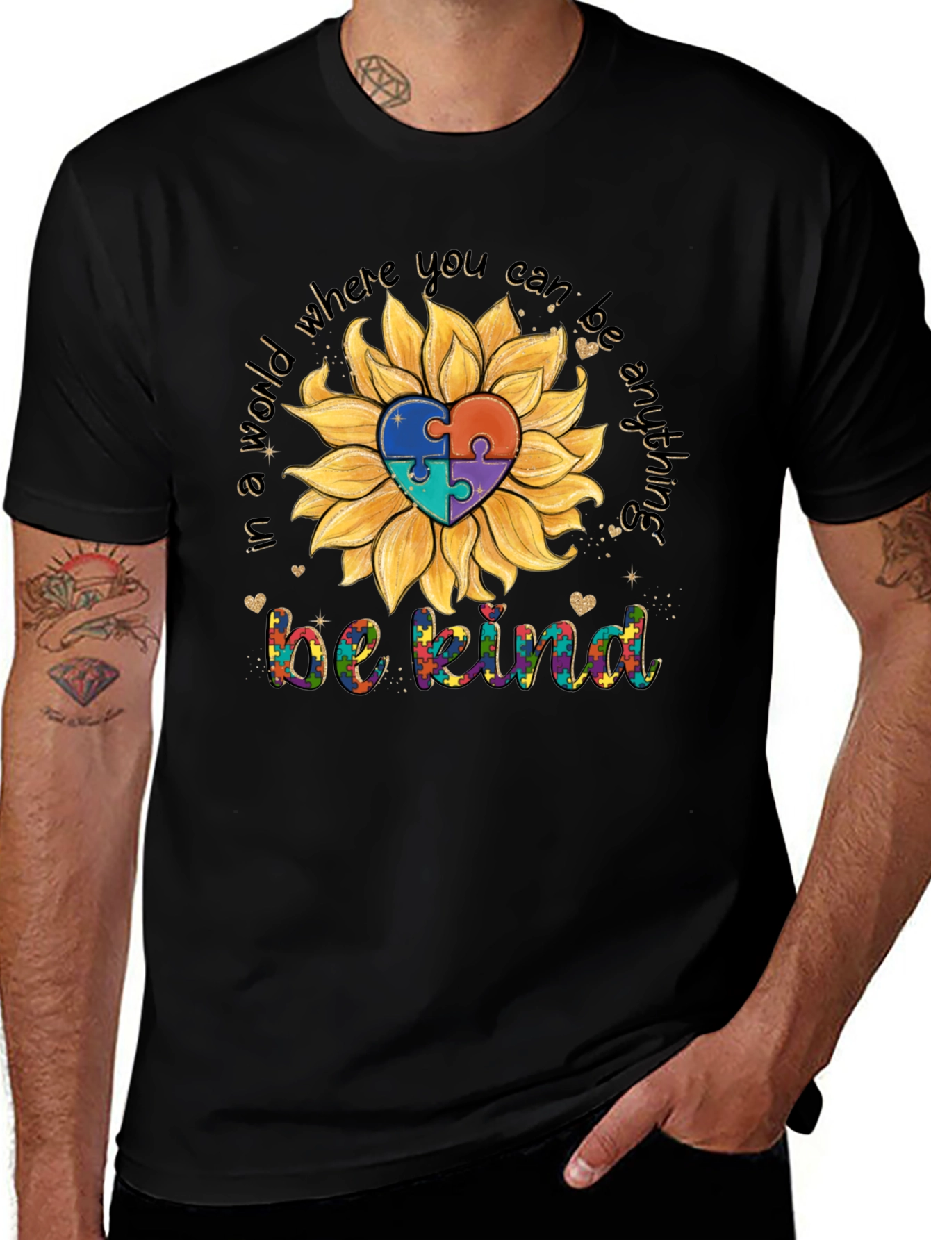 Variant 17 of Sunflower Autism Awareness T-Shirt - Be Kind Tee