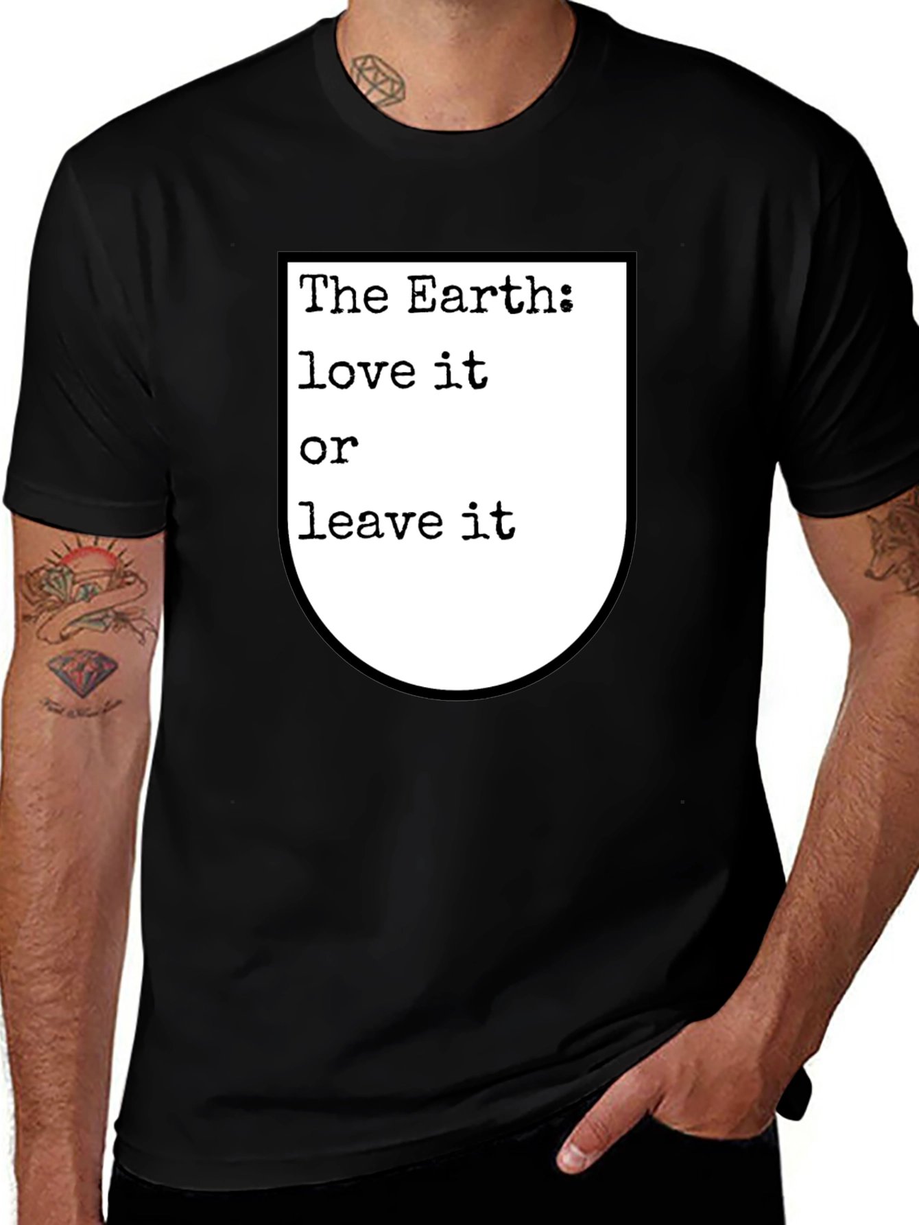 Variant 23 of The Earth Love It Or Leave It Black Graphic Tee