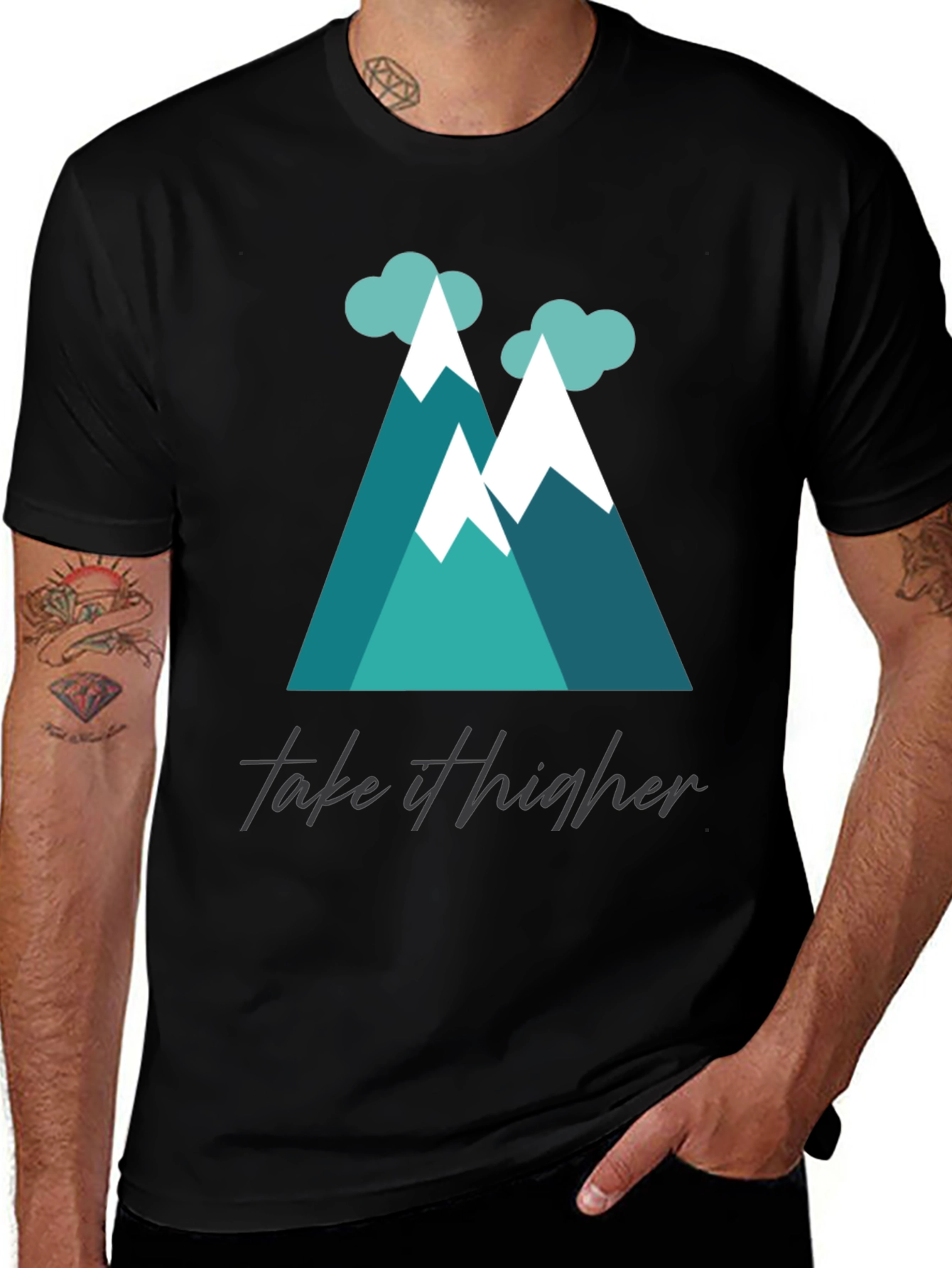 Black Take It Higher Mountain Tee - Black Graphic T-Shirt main image