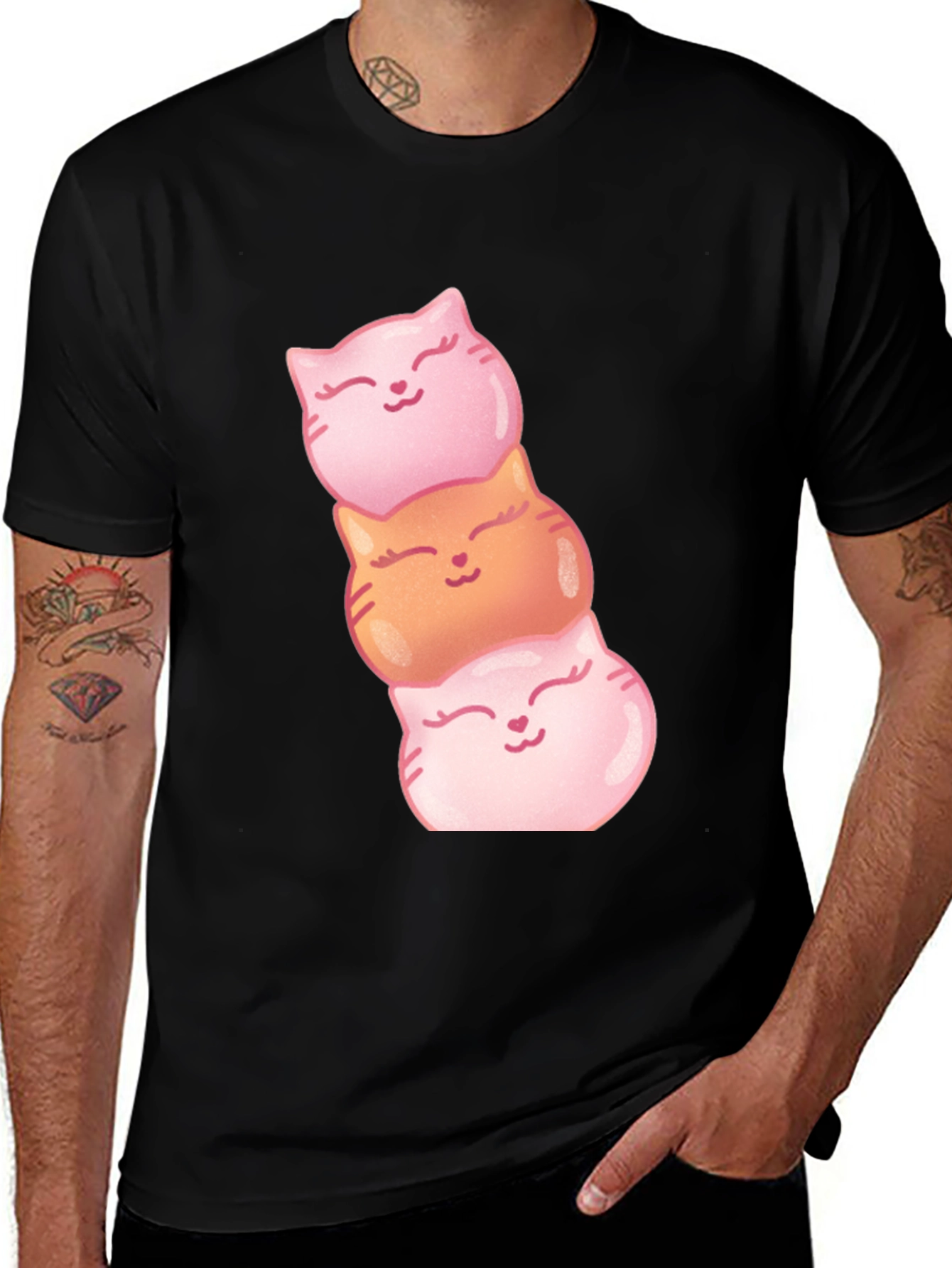 Stacked Cat Heads Graphic T-Shirt