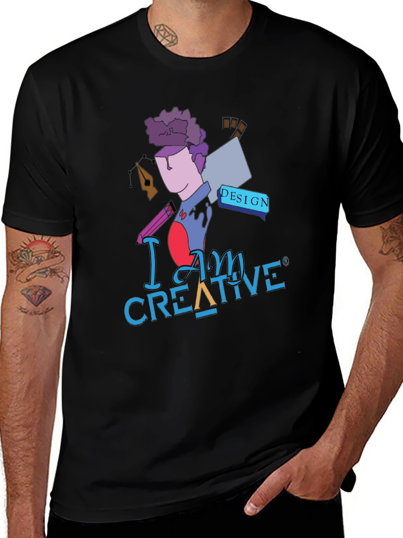 Variant 15 of I Am Creative Graphic Print Black T-Shirt
