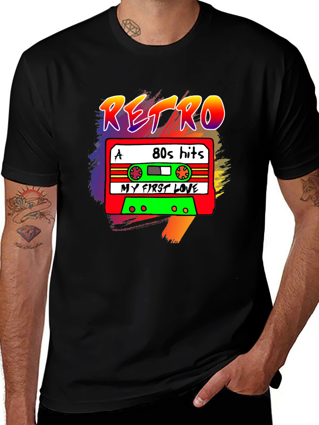 Variant 28 of Retro 80s Hits Graphic Tee - My First Love Cassette Design