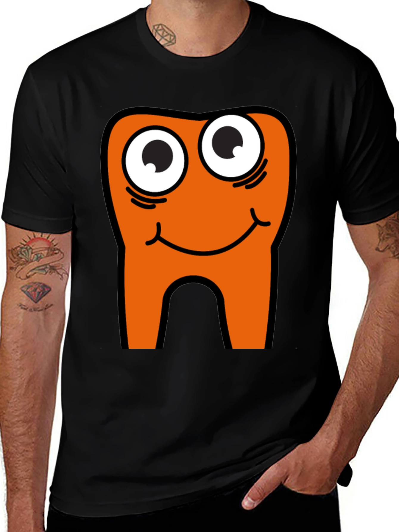 Variant 5 of Funny Tooth Graphic Tee - Black Cotton Casual T-Shirt
