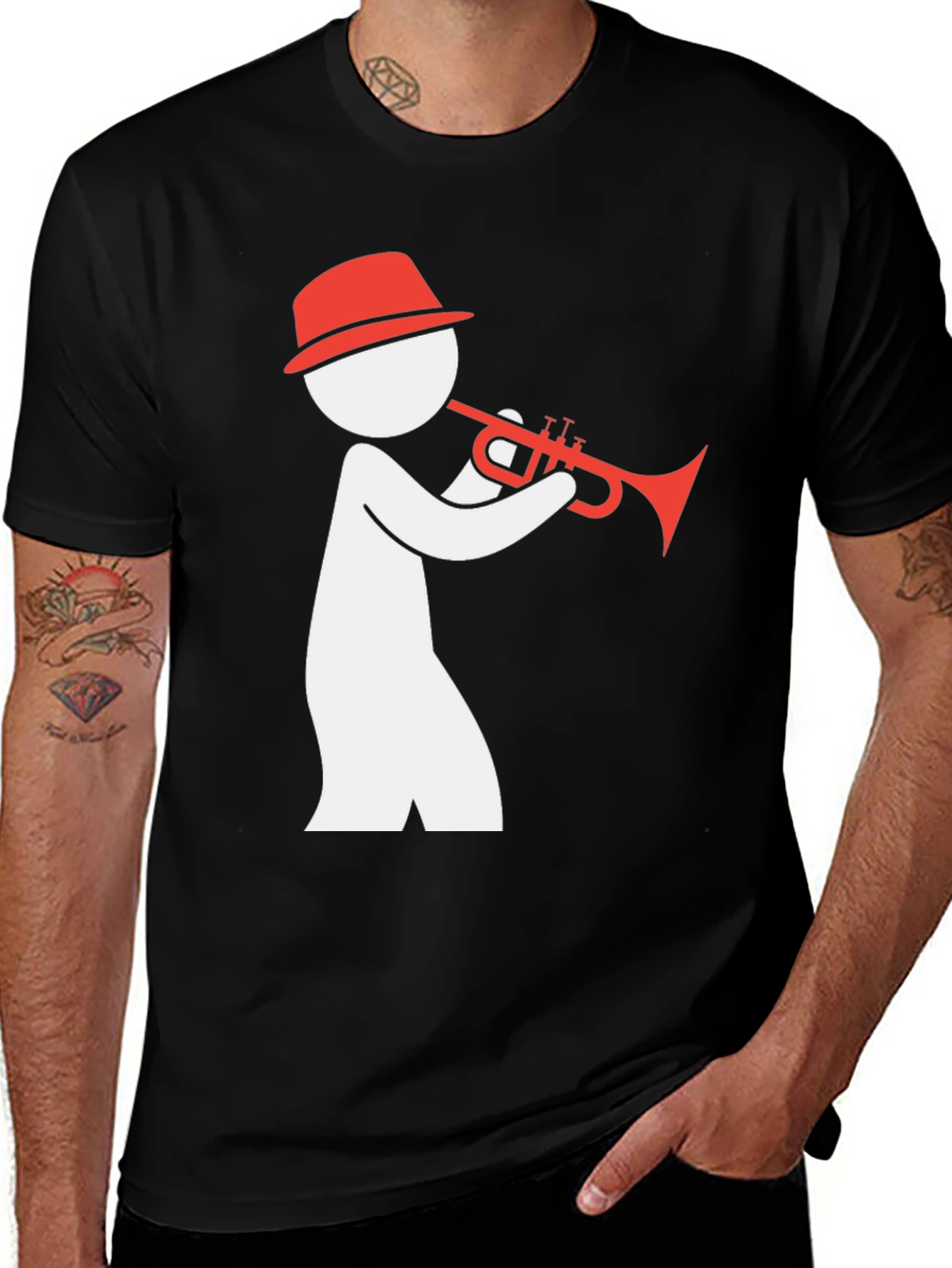 Cool Trumpet Player Graphic Tee - Black