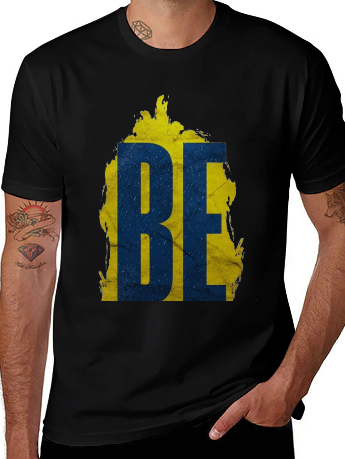 Variant 27 of Bold "BE" Graphic Tee - Sweden Inspired Design